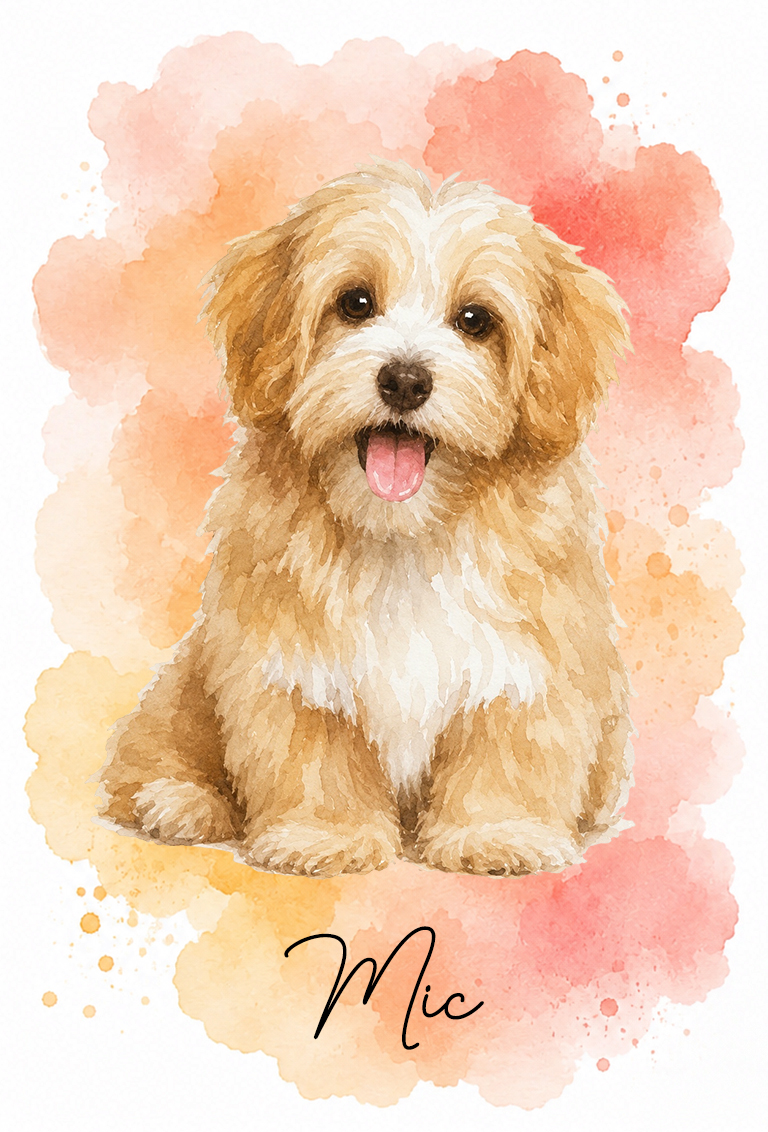 Custom Photo Realistic Watercolor Art Portrait Cat Dog Pet - Personalized Poster