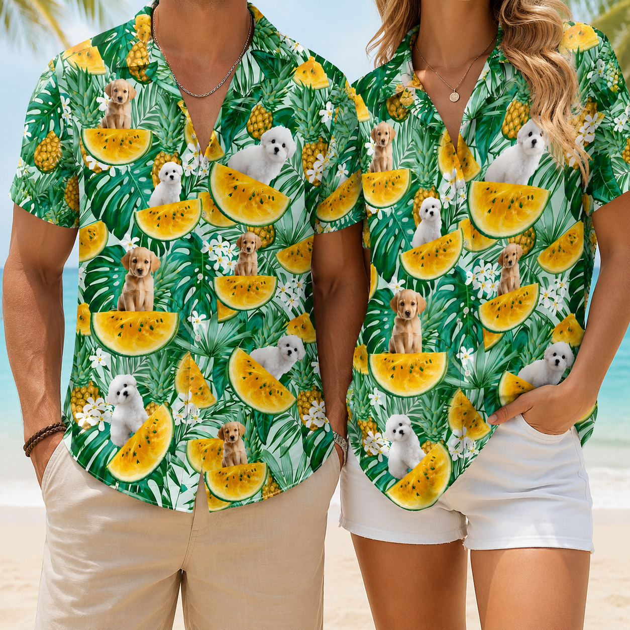 Custom Dog and Cat Hawaiian Shirt Personalized Pet Photo Tropical Vacation Shirt