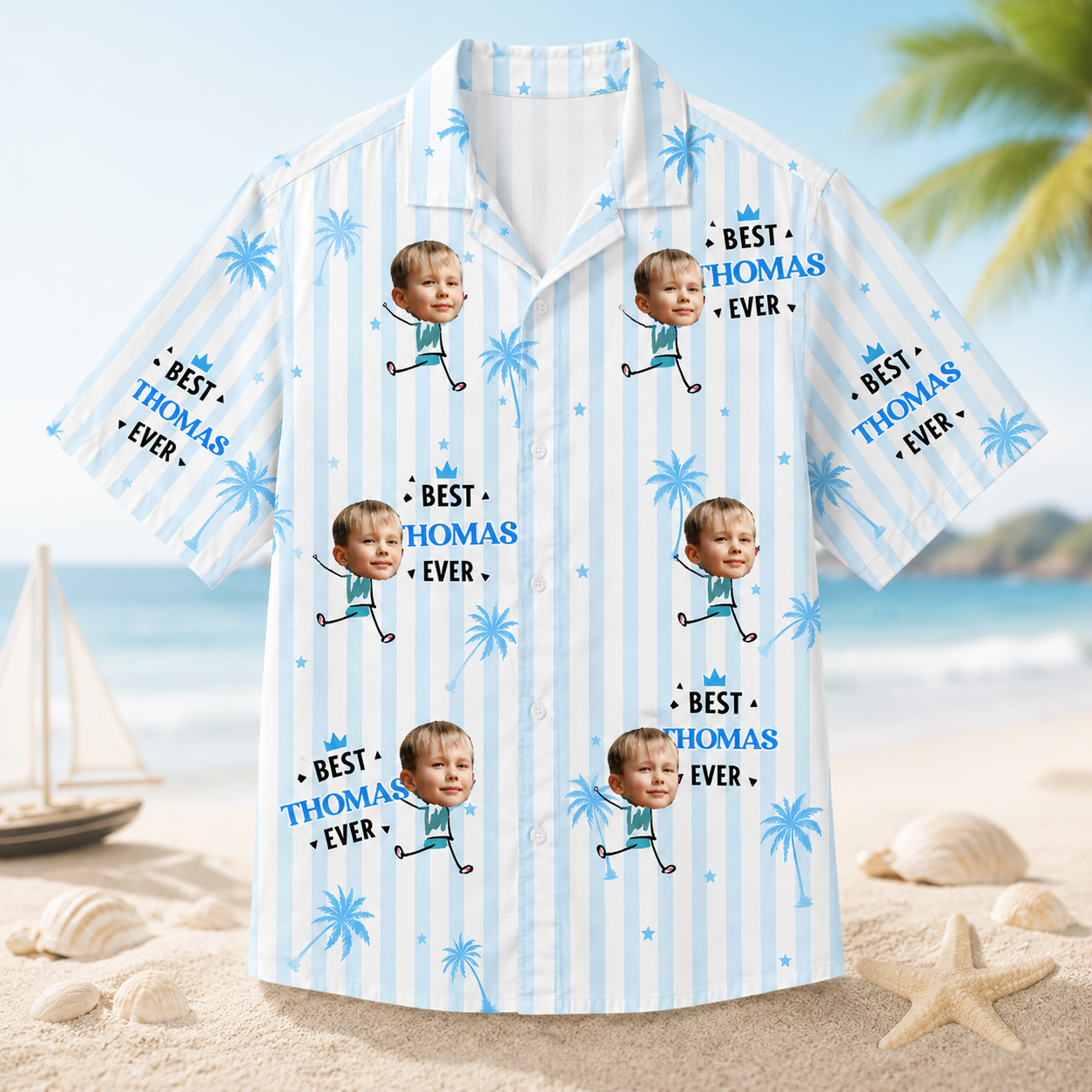 Custom Best Ever Hawaiian Shirt, Personalized Face Photo Shirt, Custom Name Hawaiian Shirt, Choose Number of Kids