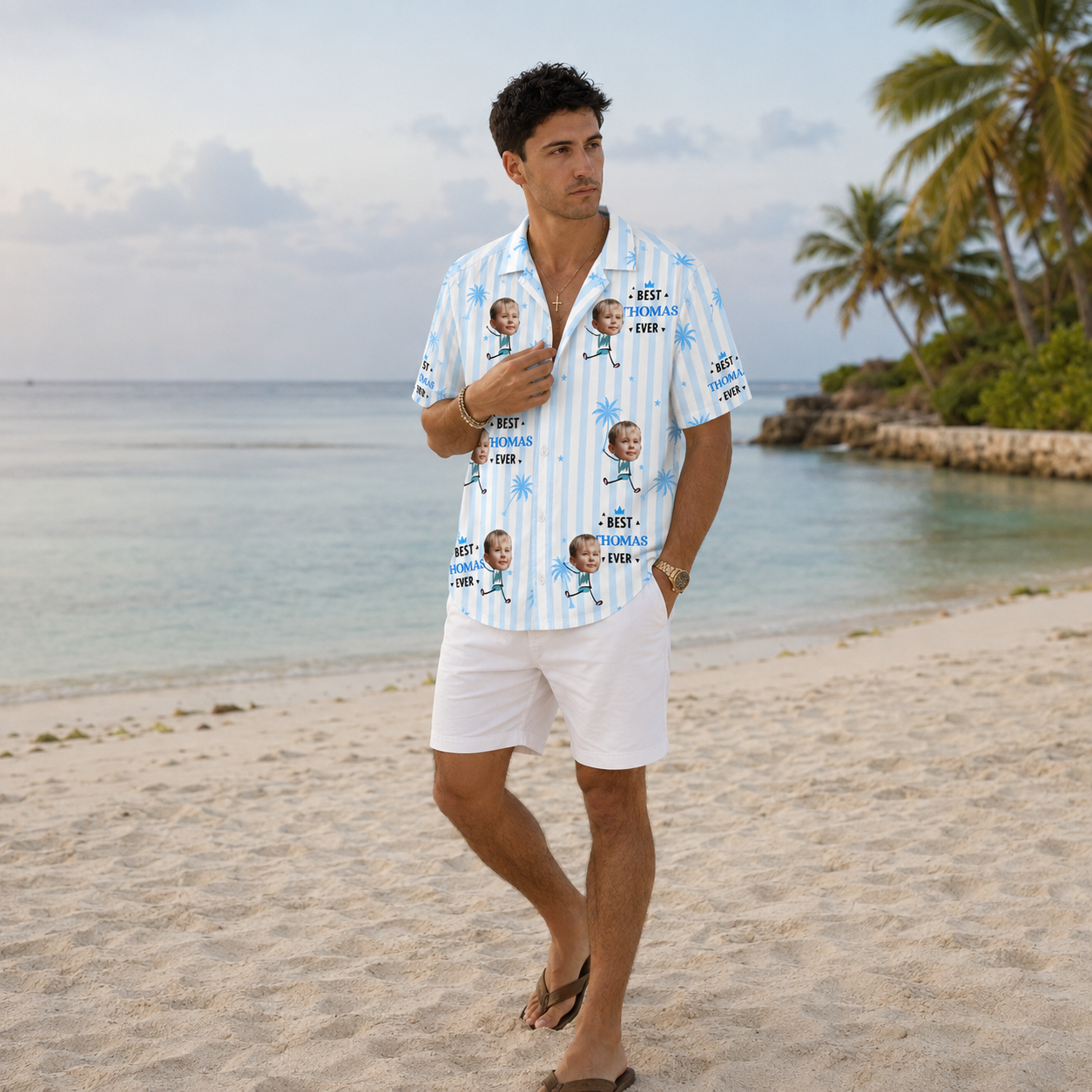 Custom Best Ever Hawaiian Shirt, Personalized Face Photo Shirt, Custom Name Hawaiian Shirt, Choose Number of Kids