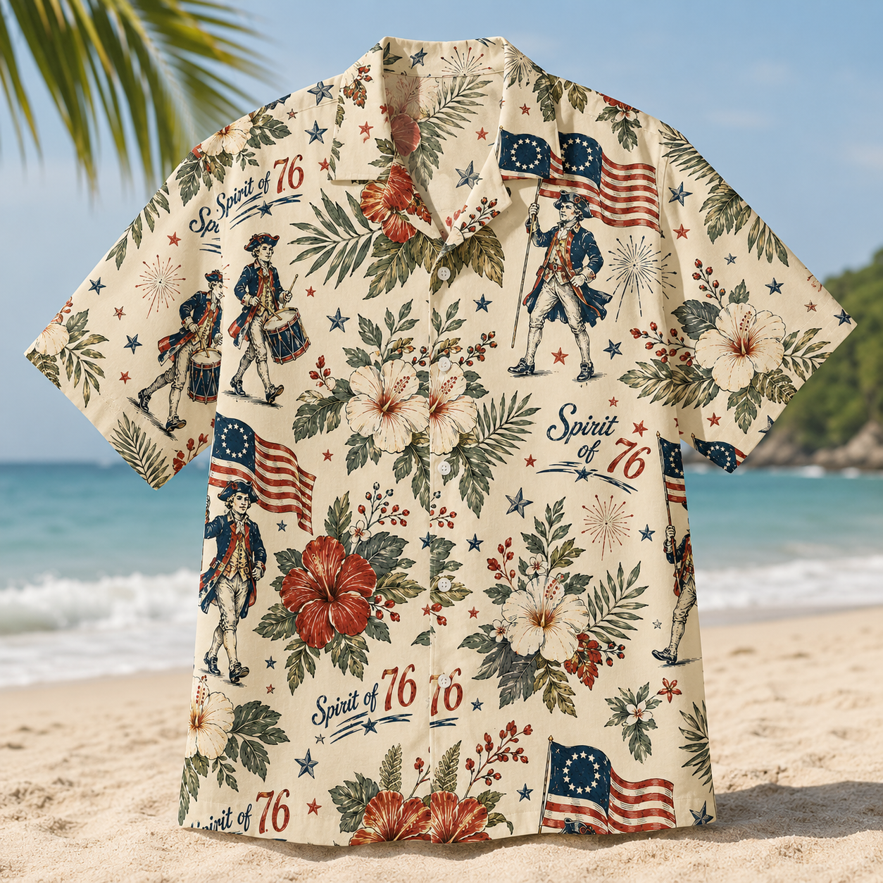 250 Years of America Hawaiian Shirt, Spirit of 76 Patriotic 4th of July 1776-2026 AOP Hawaii Shirt