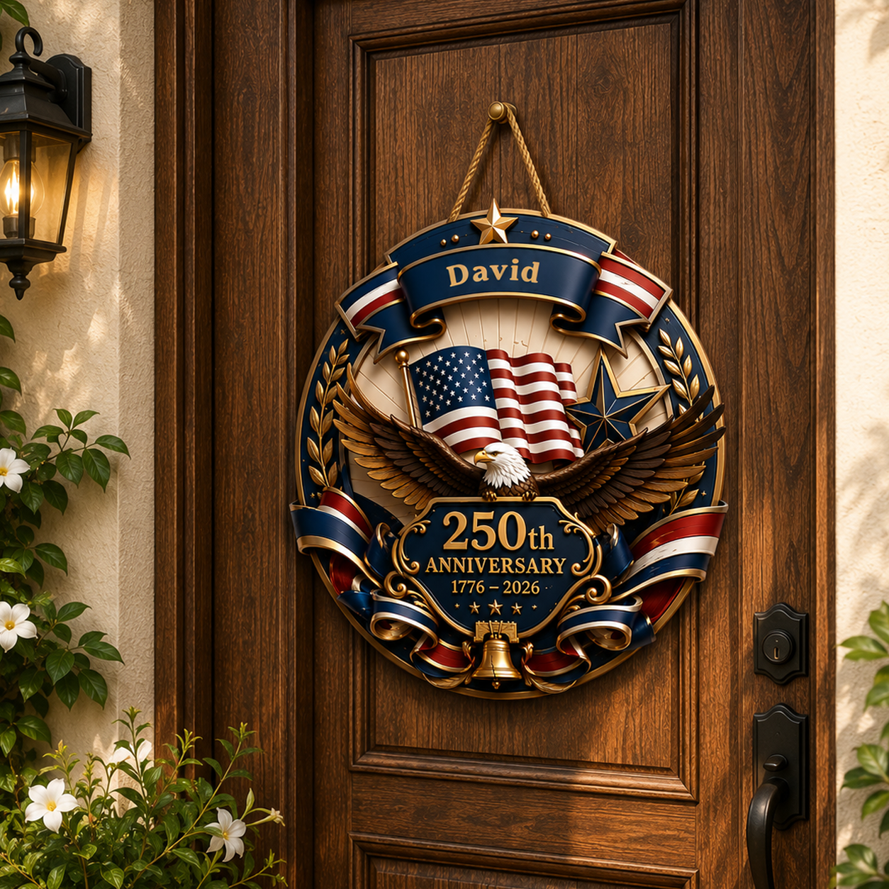 Custom Wood Sign - Personalized America 250th Anniversary Gifts For Mom, Dad, Brother, Sister, Kids - Family First, Forever Always