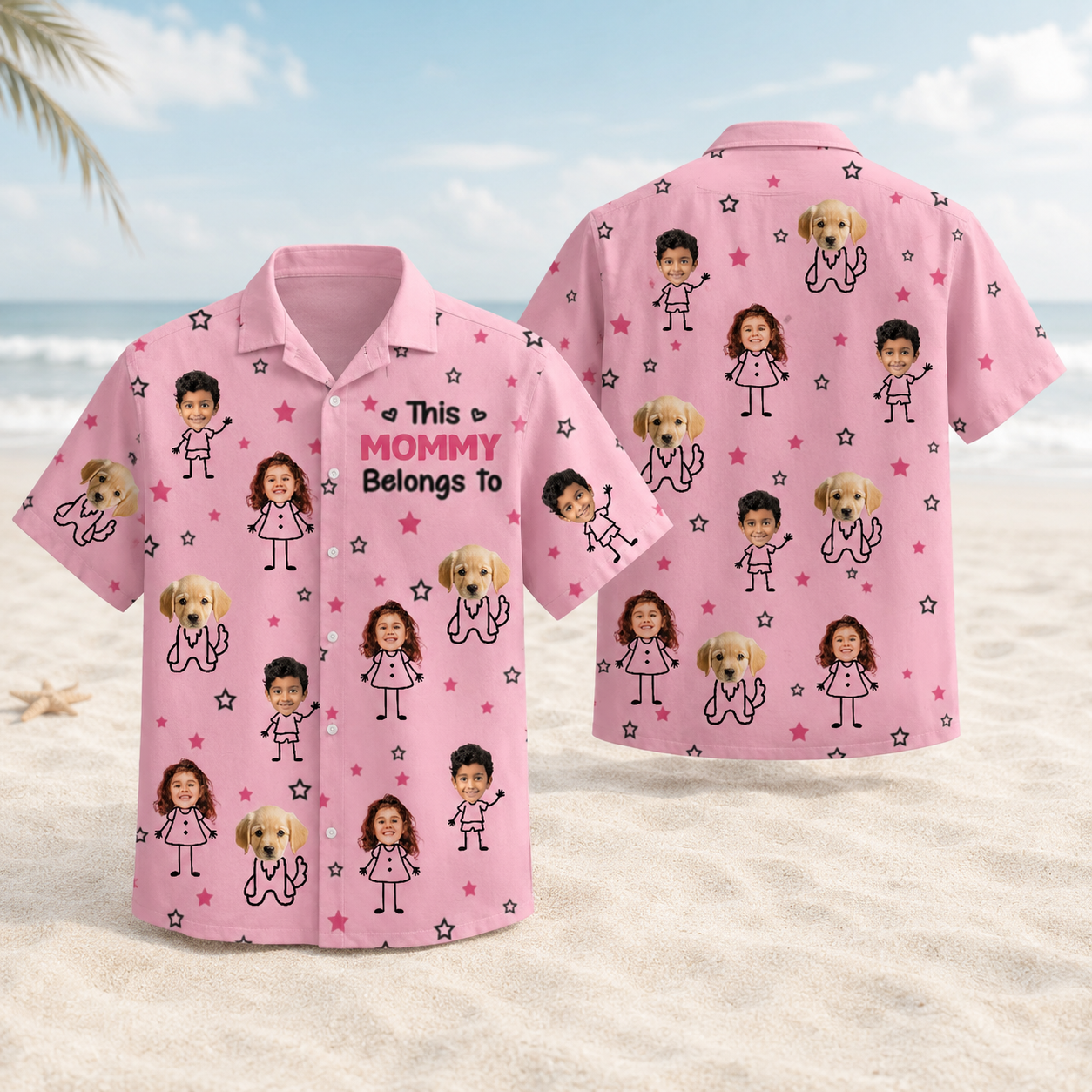 Custom Photo This This Grandpa Grandma Daddy Mommy Belongs To Kids and Pet Personalized Hawaiian Shirt