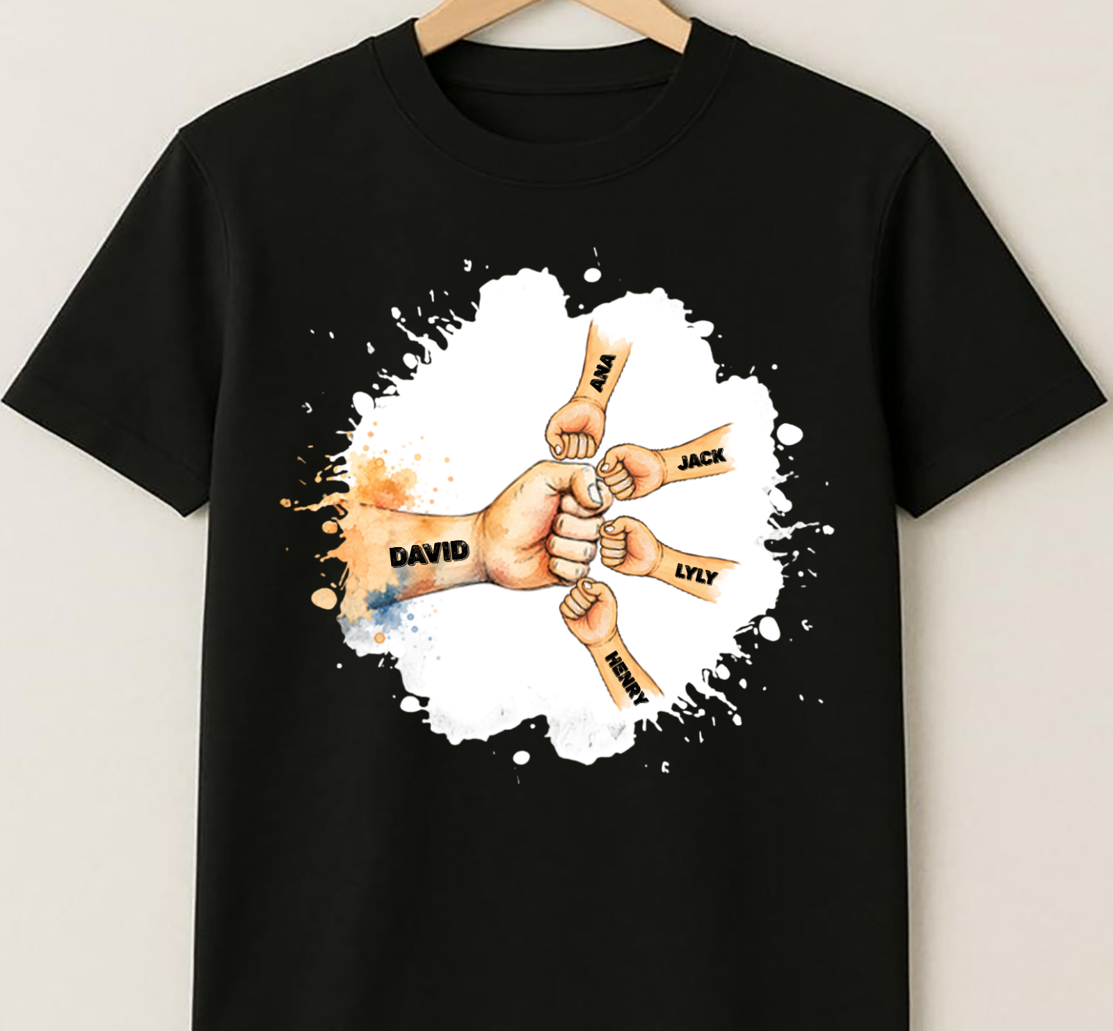 Father's Day Fist Bump Dad And Kids - Custom Names - Personalized Shirt