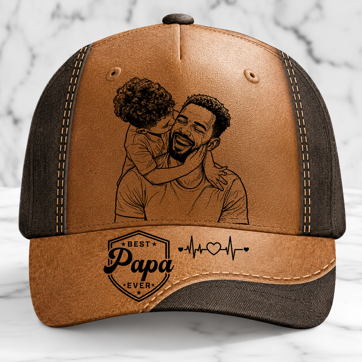 Cute hat with a picture of a father and child, a meaningful gift - Custom design available.