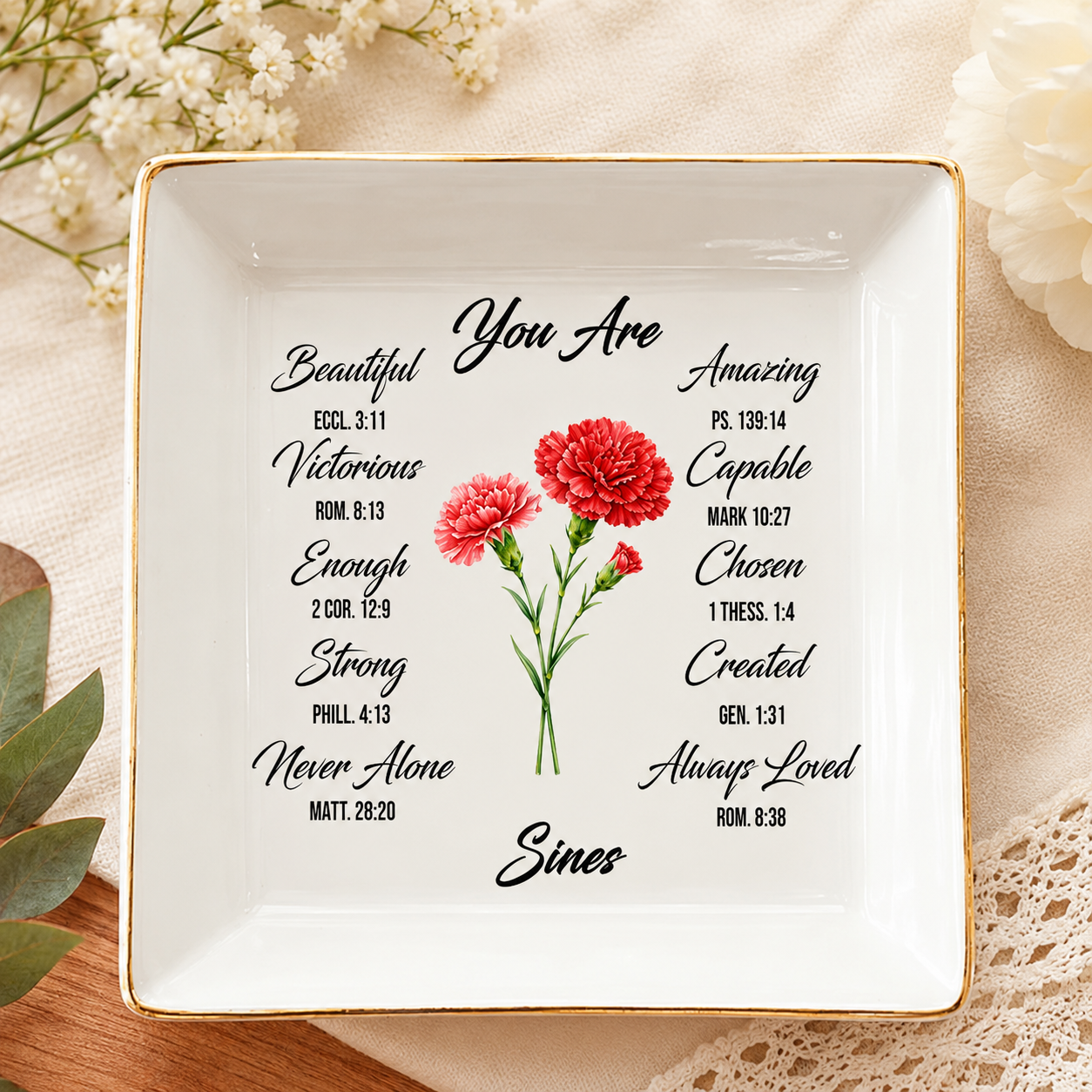 You Are Ceramic Jewelry Dish with Bible Verses – Personalized Christian Gift for Sister or Friend