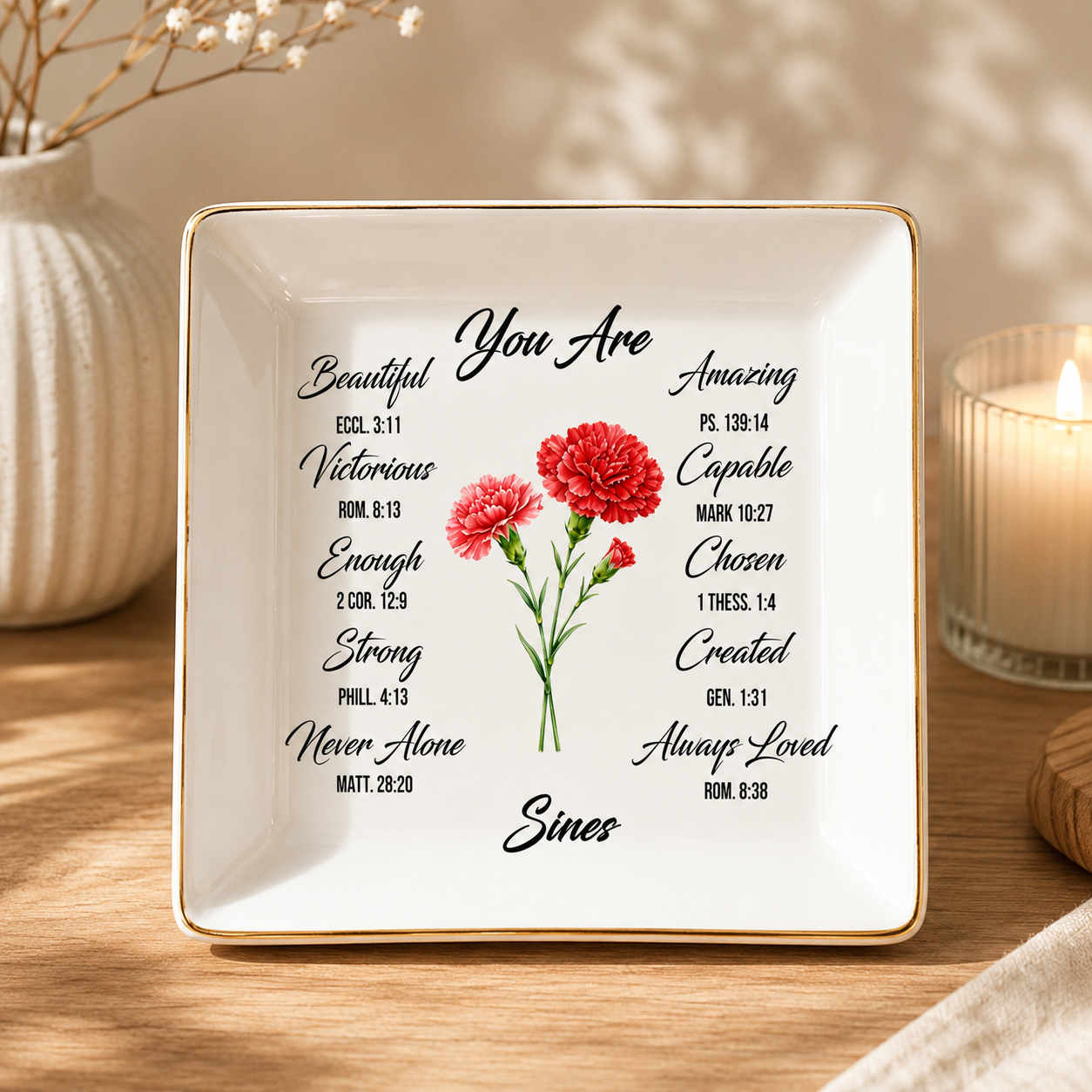 You Are Ceramic Jewelry Dish with Bible Verses – Personalized Christian Gift for Sister or Friend