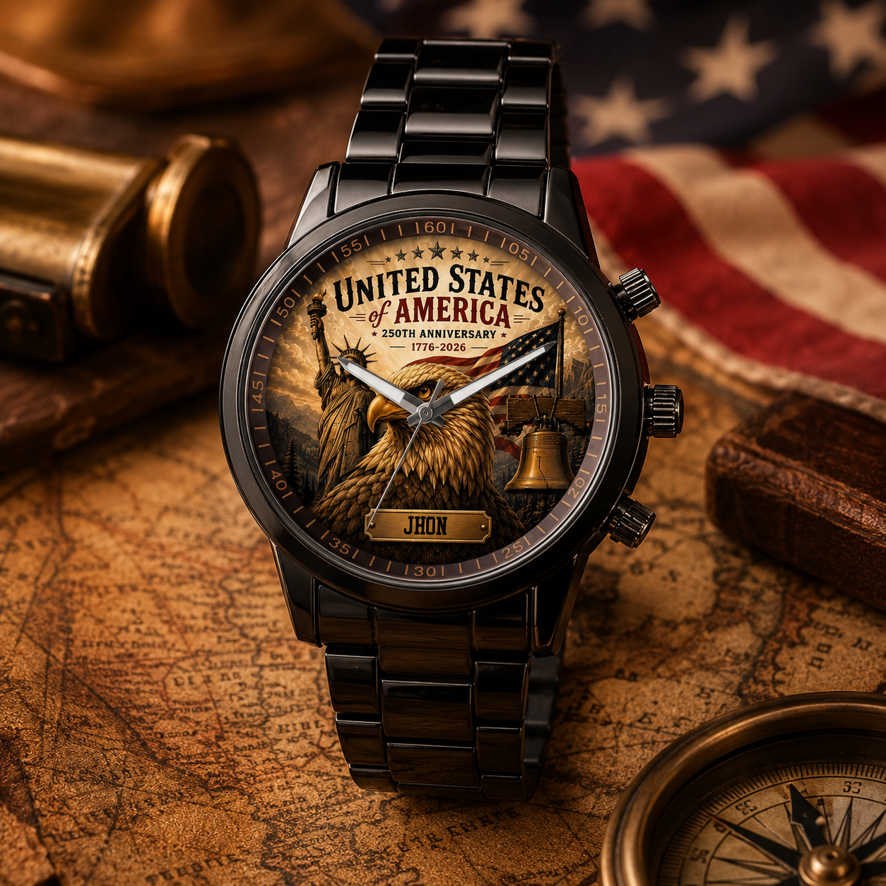 United States Of America Anniversary, Personalized Men's Watch, Gift For Him