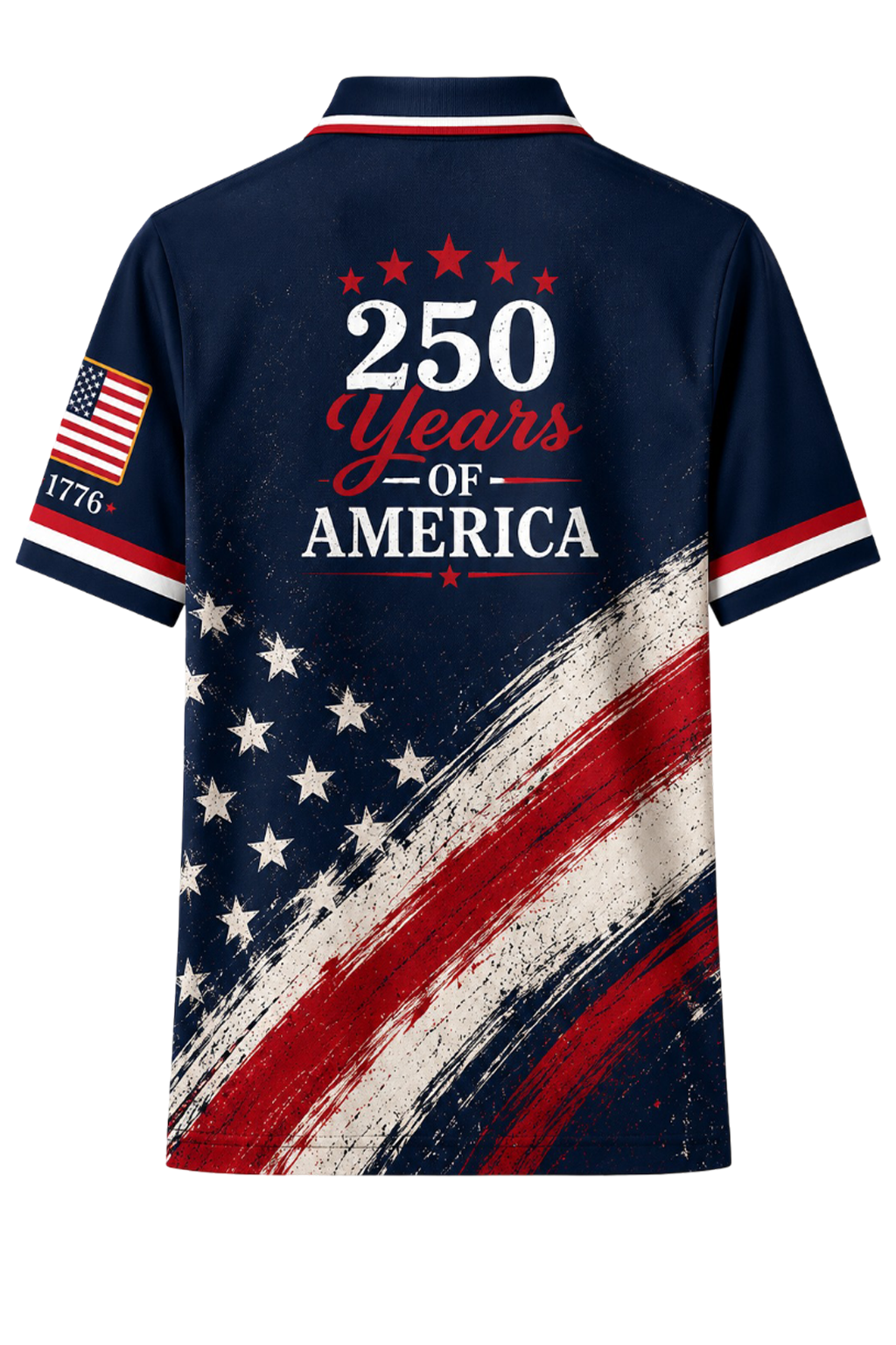 250 Years of America Golf Polo Shirt, Patriotic USA Flag Eagle Polo, 4th of July AOP Golf Shirt