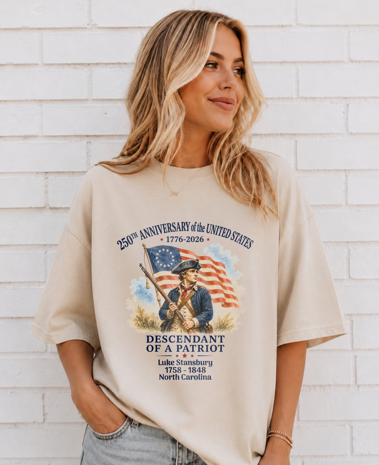 Personalized 250 Years of America Shirt, Custom Name Descendant of a Patriot, Patriotic 1776–2026
