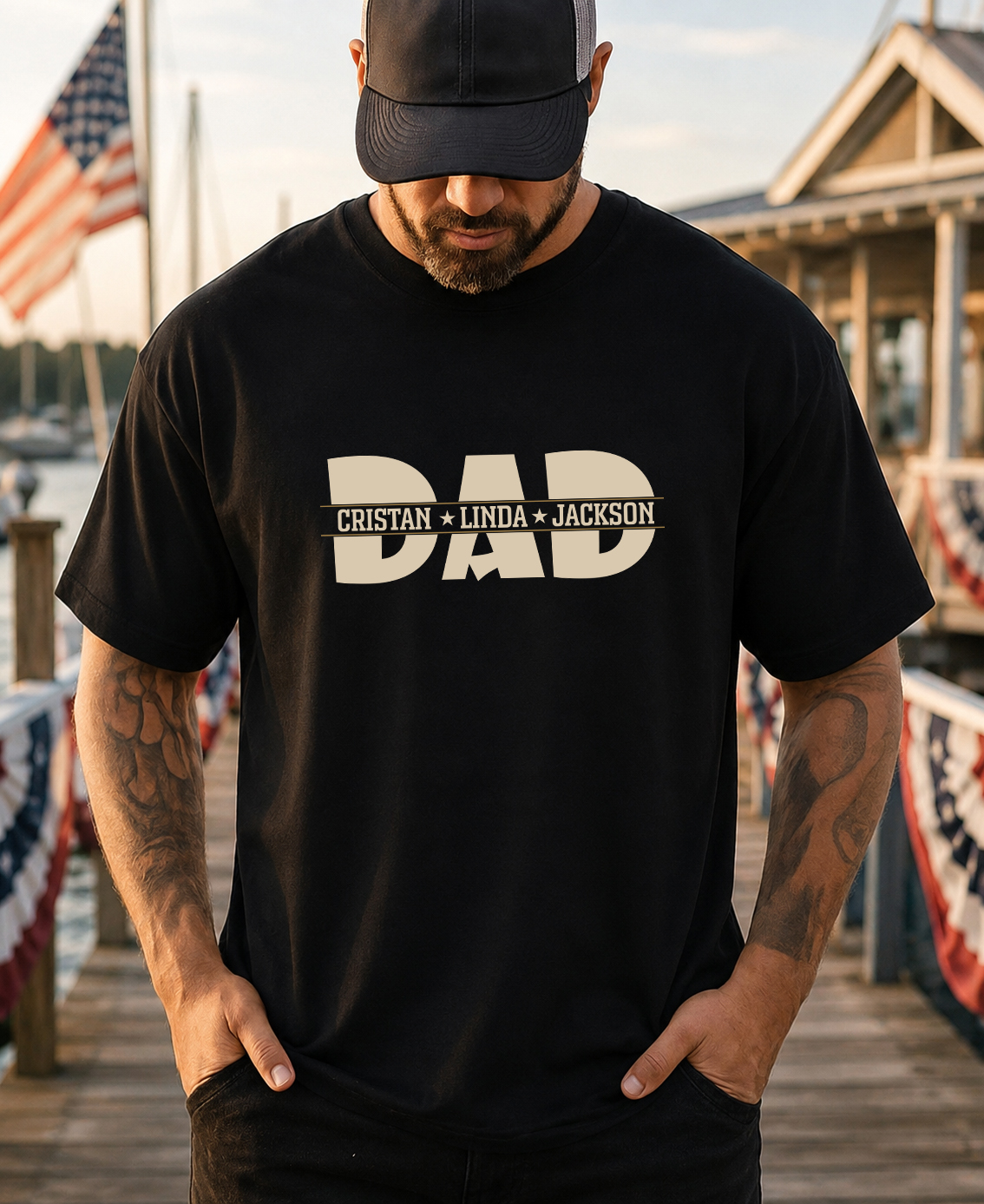 Custom Dad Shirt With Kids Names - Personalized Custom T Shirt - Father's Day Gift for Dad, Daddy