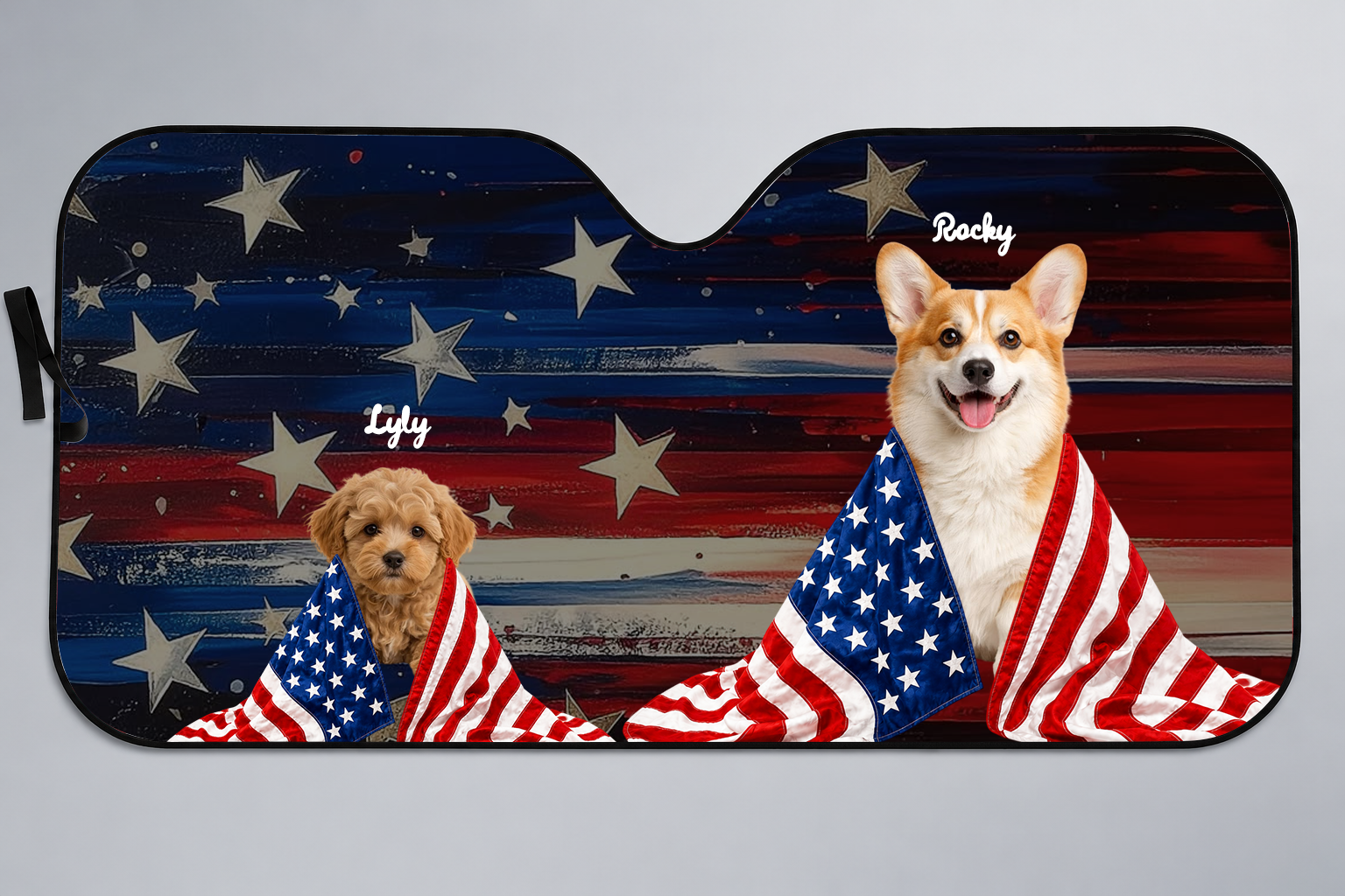 Custom Auto Windshield Sunshade, Car Window Protector - Personalized Photo Gift for Dog & Cat Lover, Pet Owner, 4th of July, Independence Day, Summer