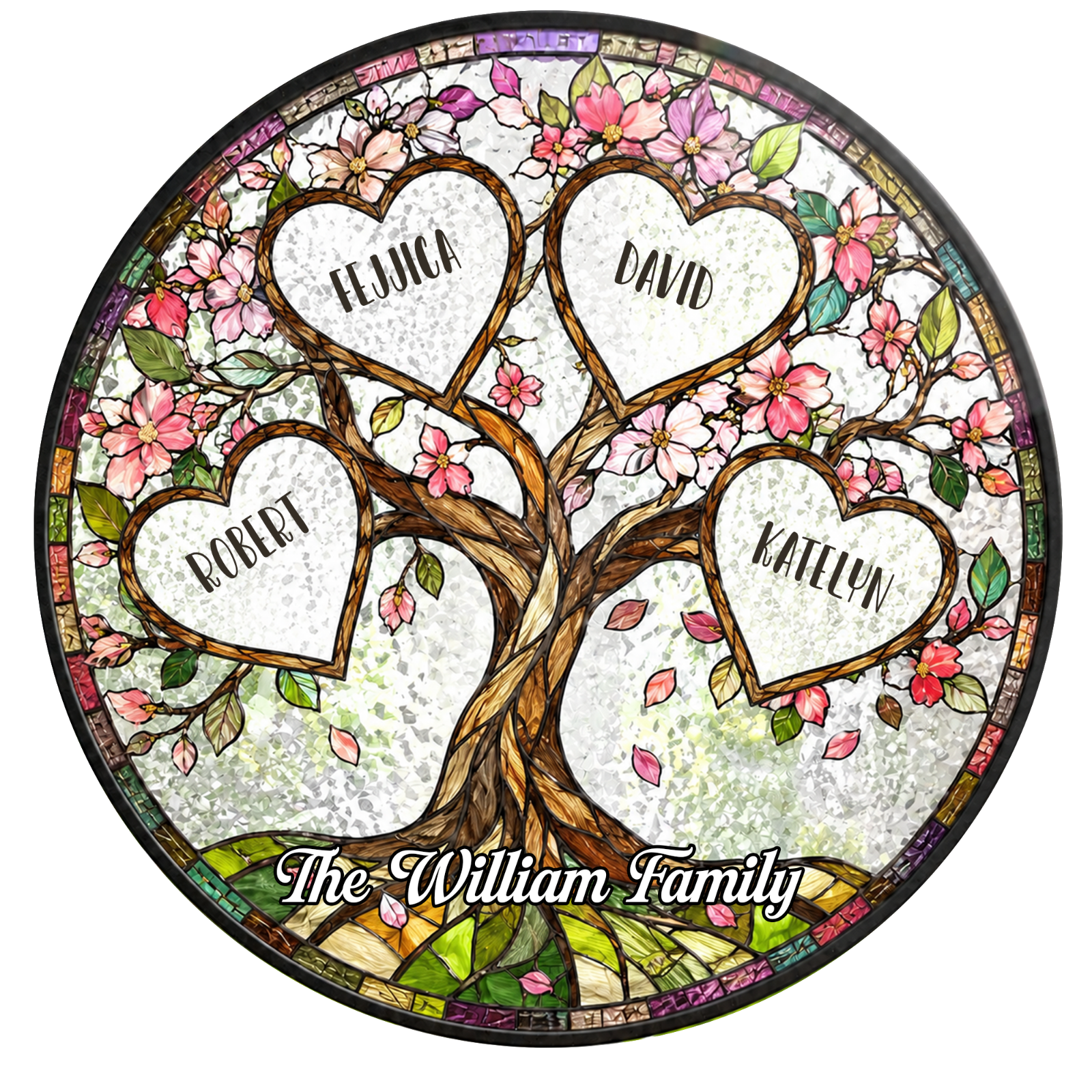 Family Unbreakable Bond Tree Of Life - Personalized Stained Glass Window Hanging Suncatcher