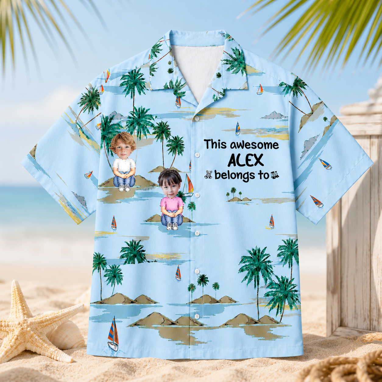 This Awesome Dad / Mom Belongs To Custom Kids Hawaiian Shirt - Personalized Kids Face Photo and Dad's / Mom's Name