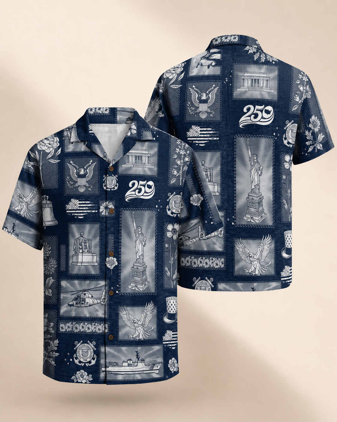 Navy Blue American Pride Hawaiian Shirt Patriotic