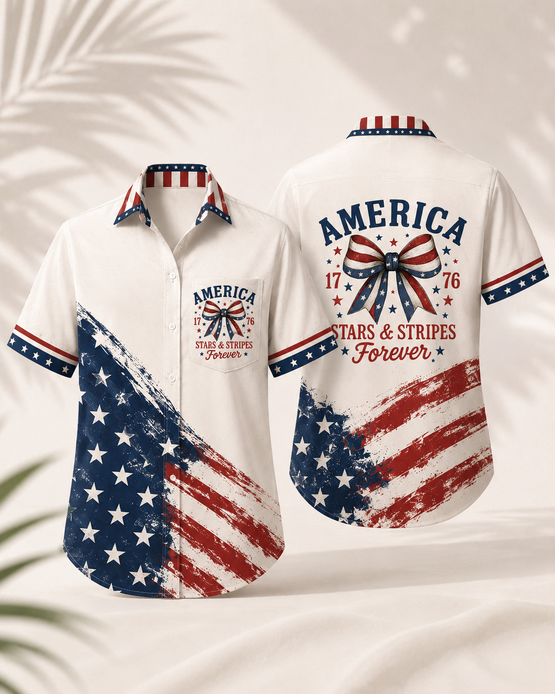 Patriotic Womens Hawaiian Shirt Perfect For July 4th Celebrations