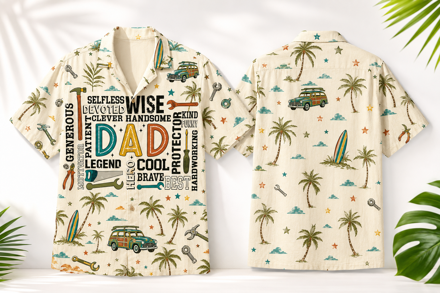 Best Dad Ever Tropical Hawaiian Shirt Fathers Day Gift