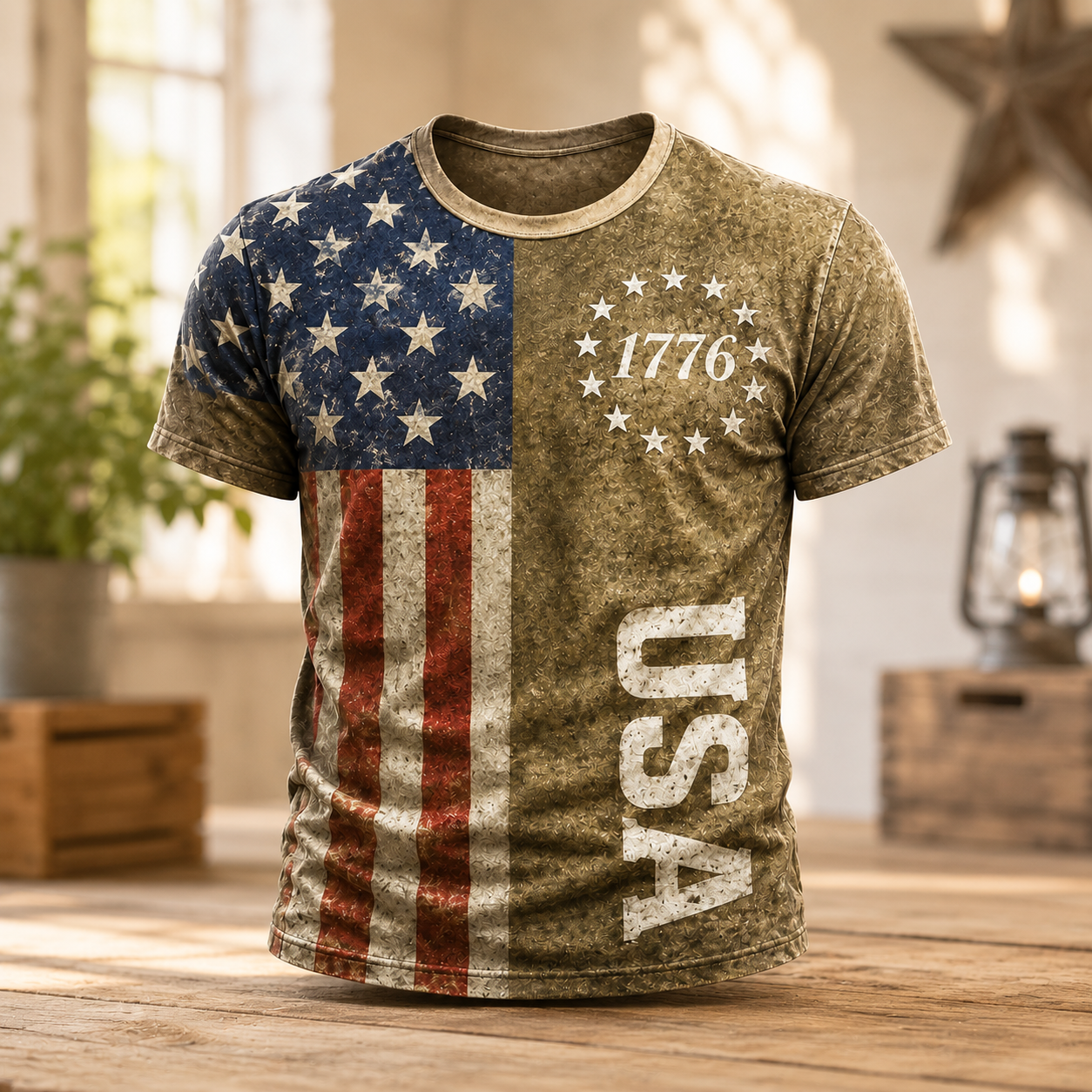 Vintage Usa Flag Patriotic Graphic T-Shirt