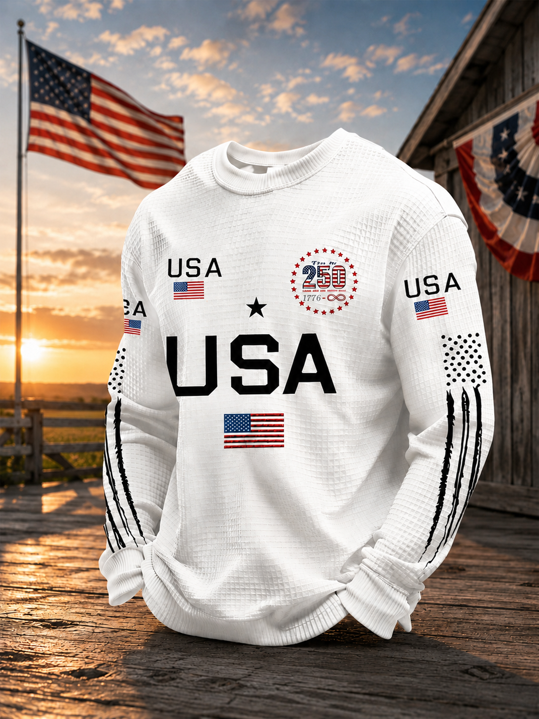 Usa 250th Anniversary Patriotic Graphic Sweatshirt