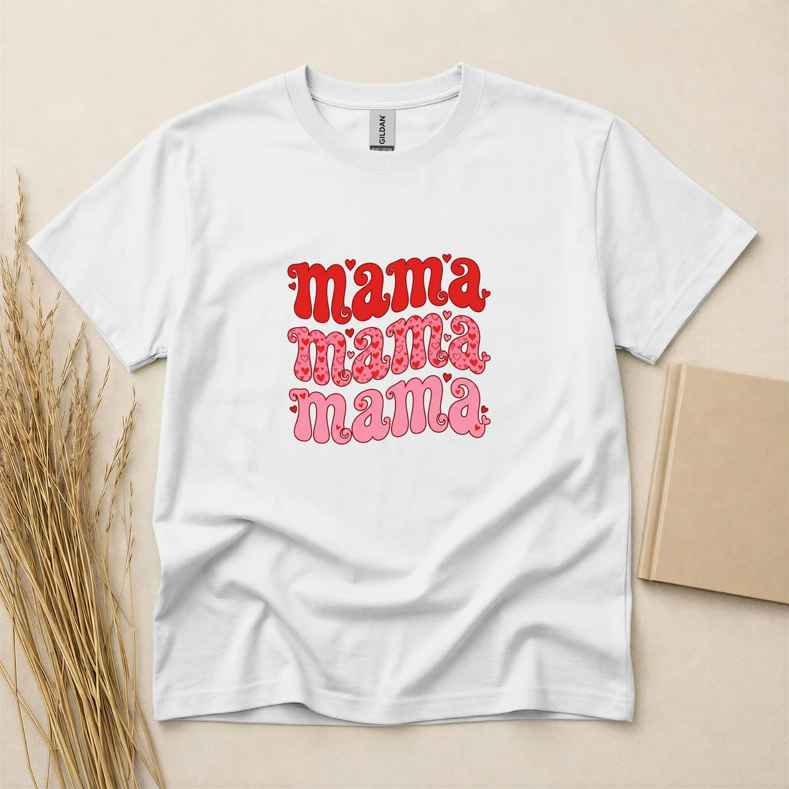 Mama Mama Mama Heart Retro T-Shirt