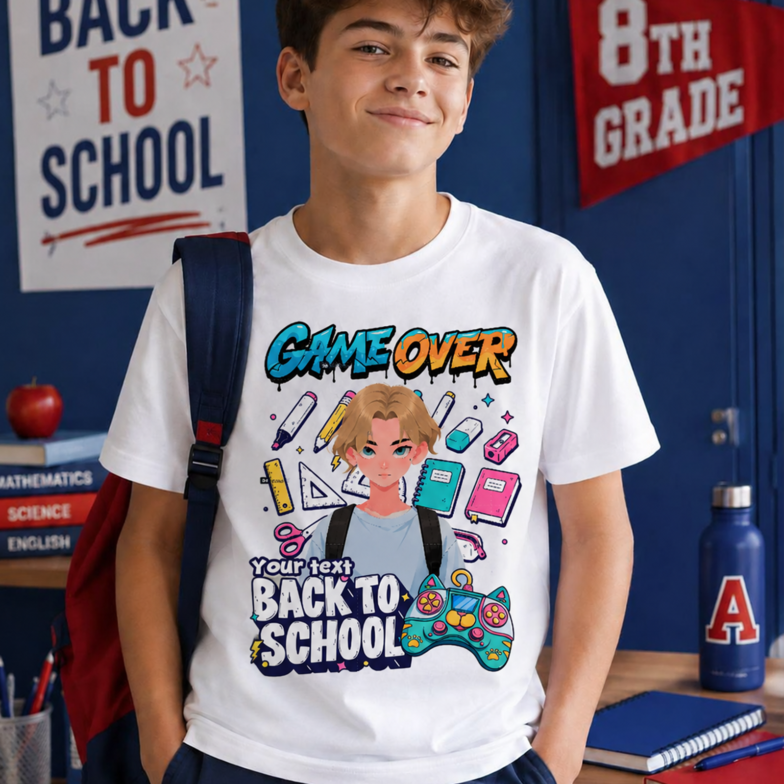 Game Over Back To School Personalized T-Shirt For Students – Gamer School Graphic Tee