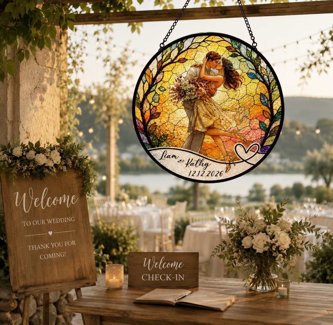 Custom Bride And Groom Suncatcher Wedding Gift For Wedding