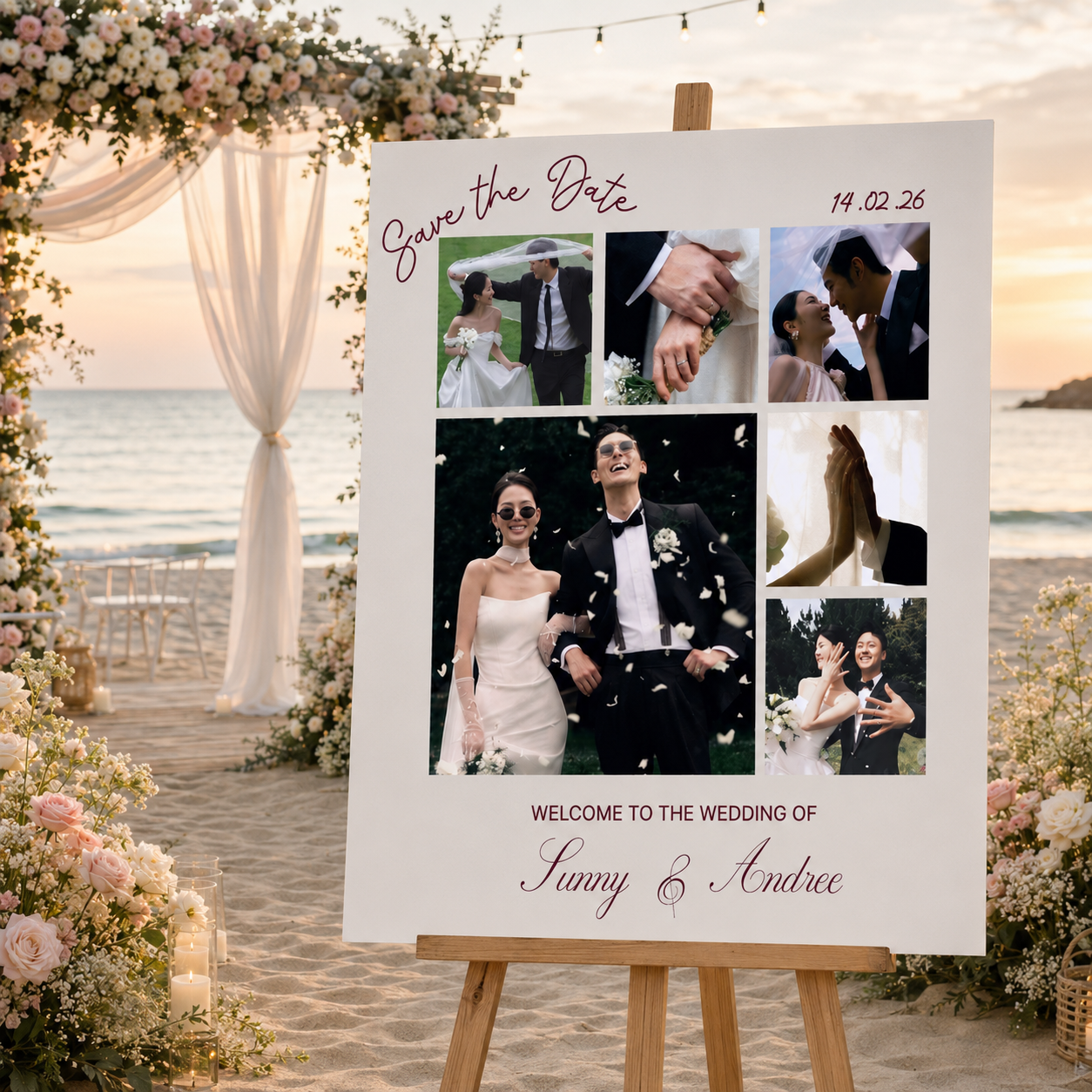 Personalized Wedding Welcome Sign, Custom Photo Wedding Board, Couple Photo Collage Sign, Wedding Entrance Welcome Board, Wedding Reception Decor
