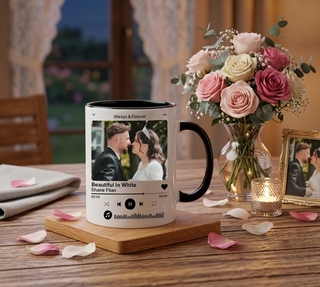 Personalized Photo Music Plaque Coffee Mug For Wedding Songs