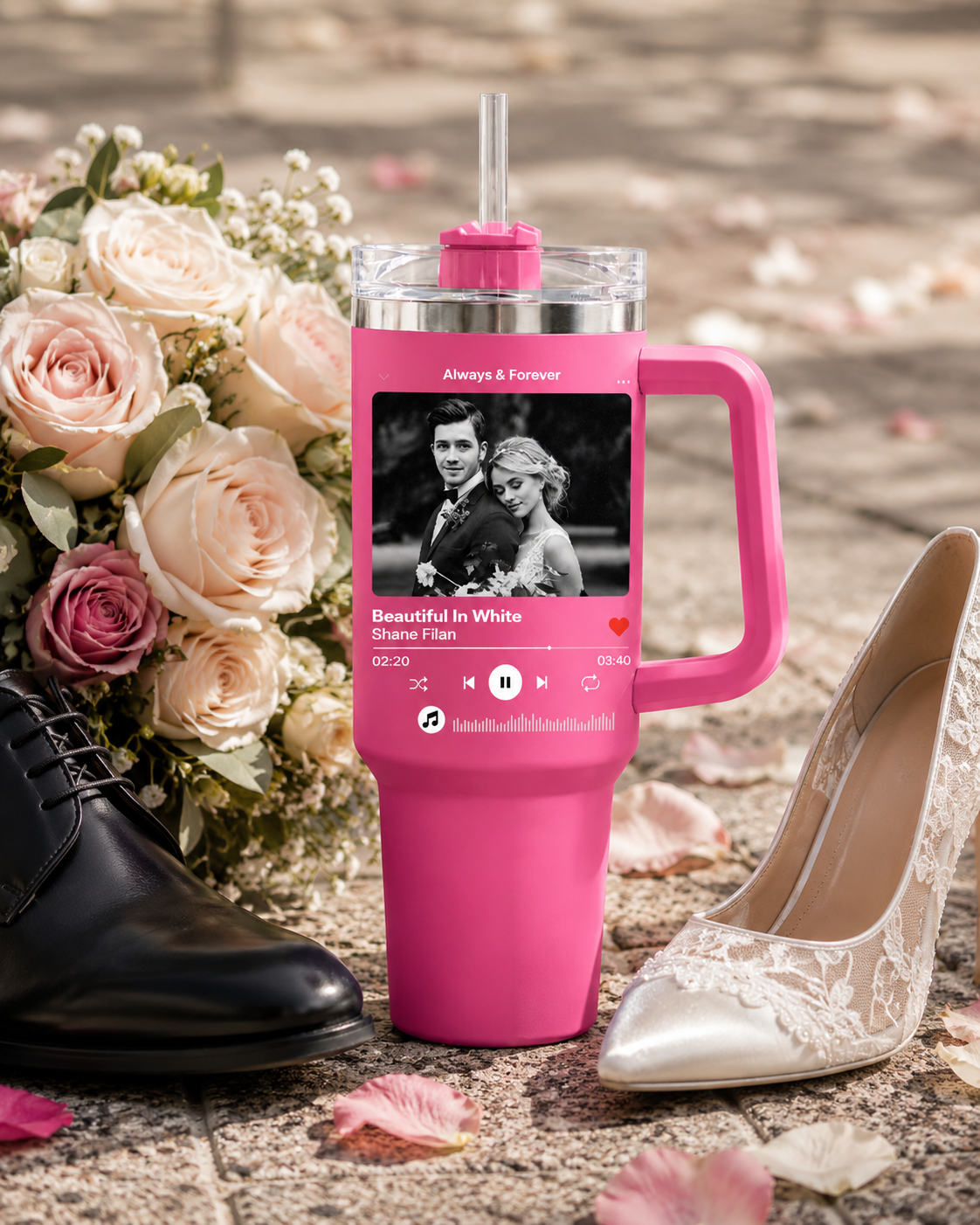 Personalized Photo Music Plaque Coffee Tumbler For Wedding Songs