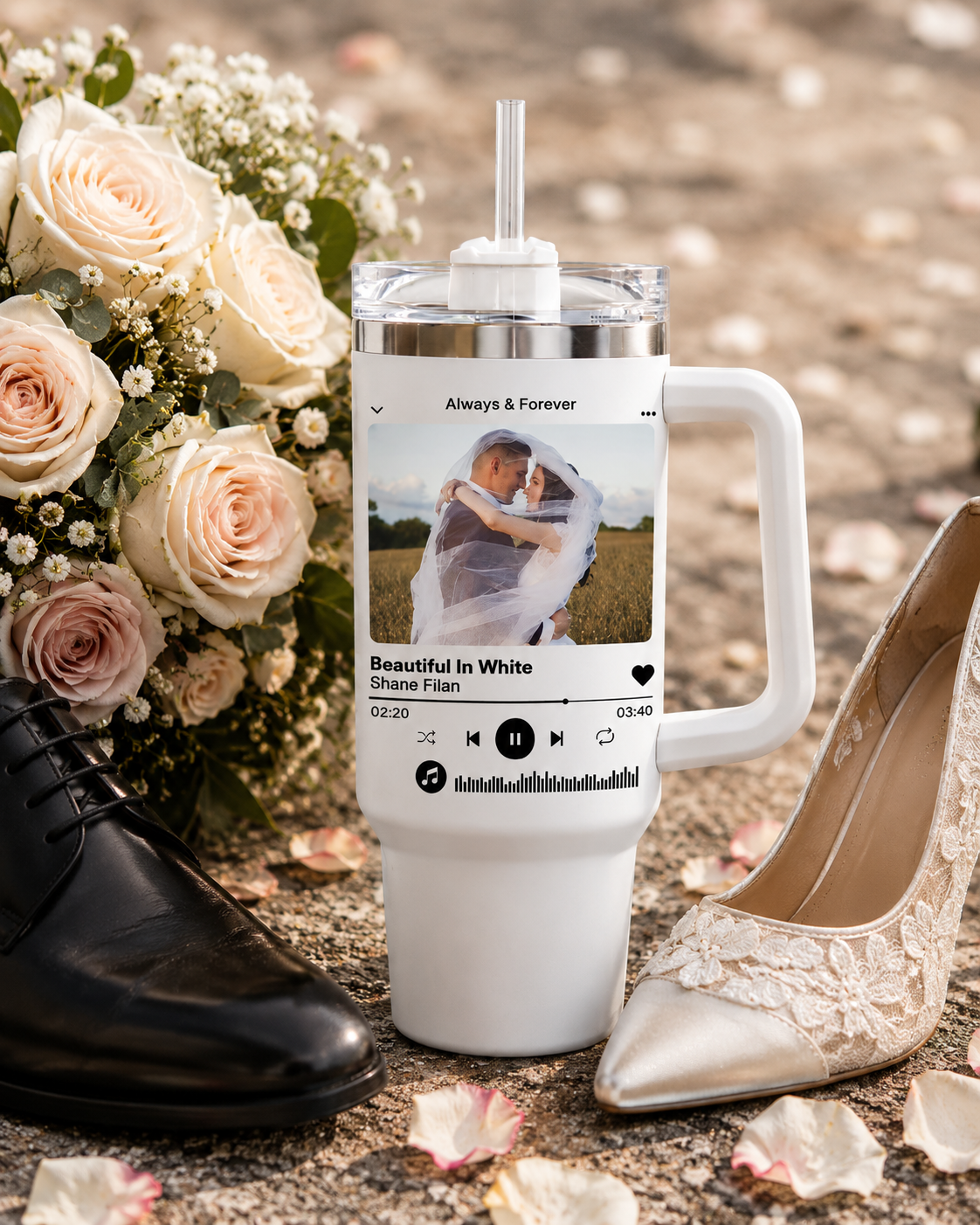 Personalized Photo Music Plaque Coffee Tumbler For Wedding Songs