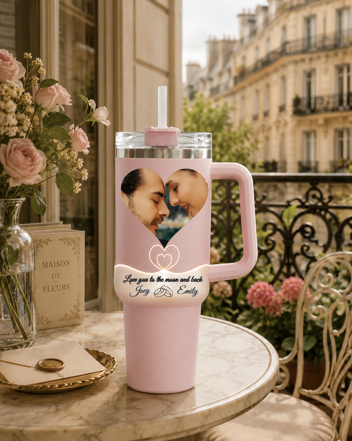 Custom Photo Tumbler Love You To The Moon Gift For Partner