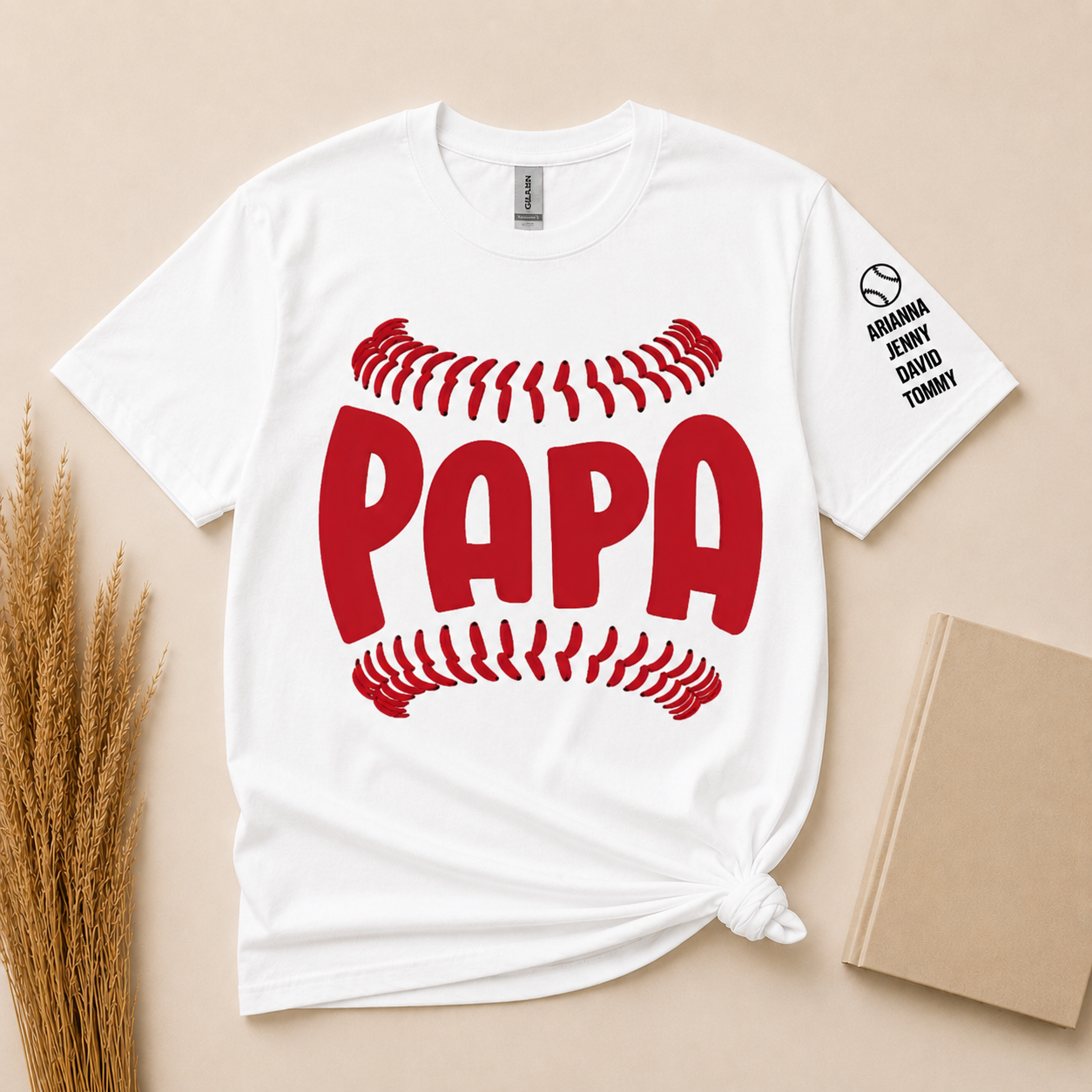 Personalized Baseball Dad Shirt – Custom Sleeve Names Father'S Day Tee