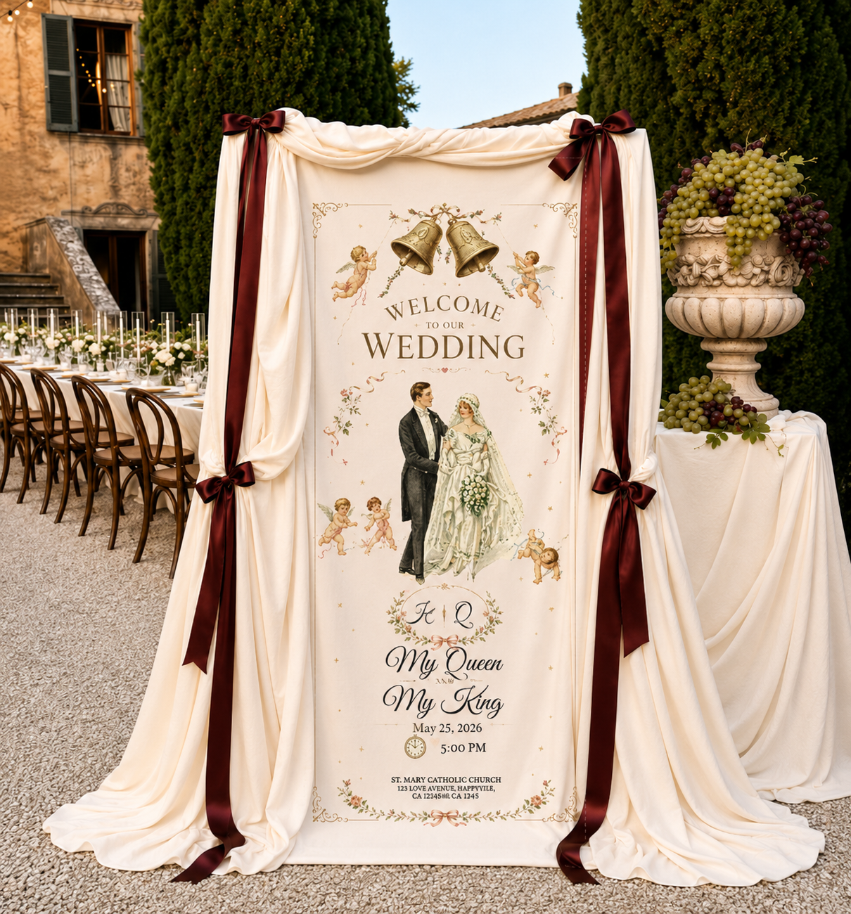 Personalized Wedding Royal Vintage Banner