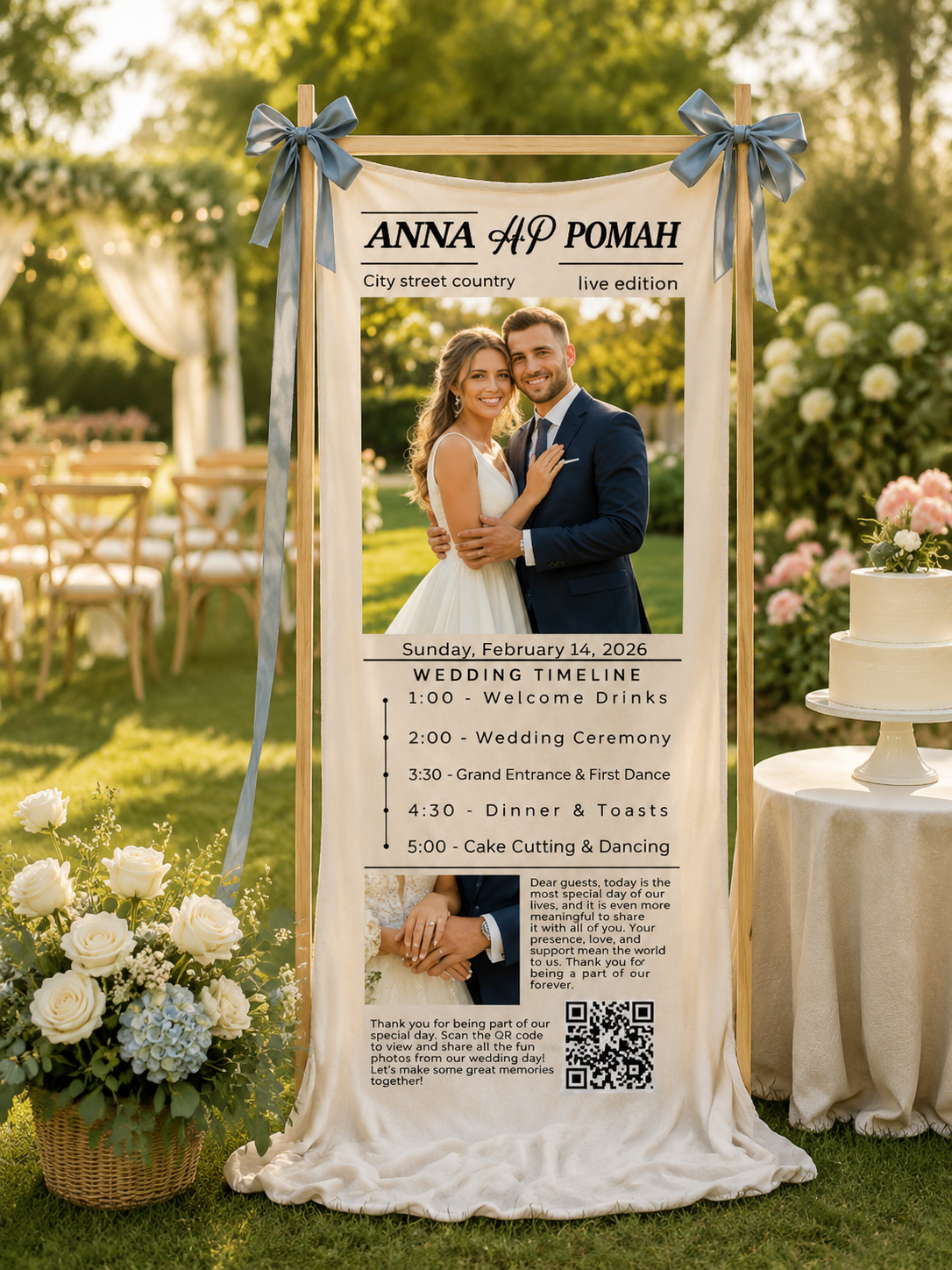 Personalized Wedding Newspaper Timeline Signage