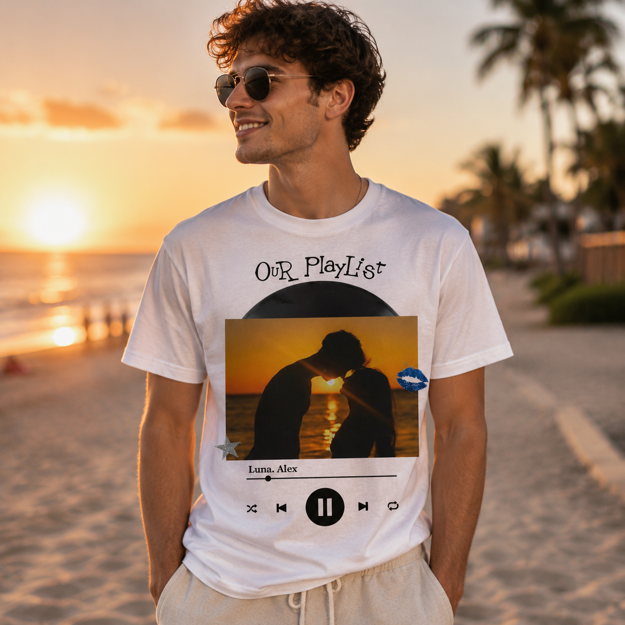 Personalized Our Playlist Vinyl Photo T-Shirt