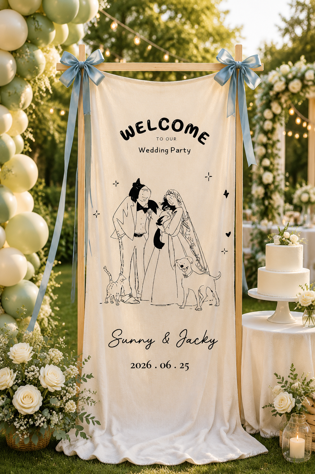 Personalized Wedding Banner With Custom Pet Count