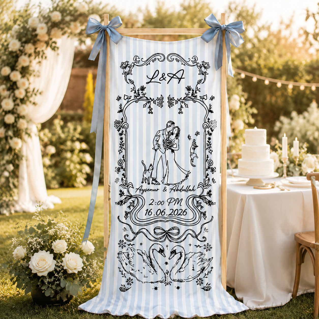 Personalized Wedding Botanical Monogram Banner