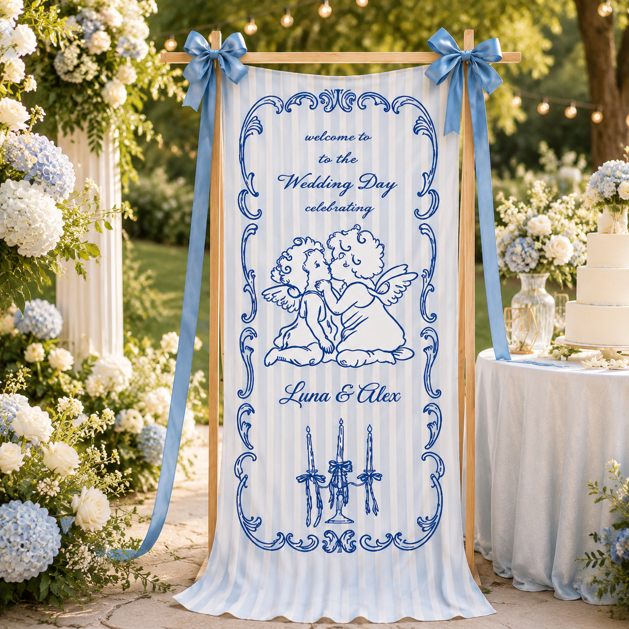 Personalized Vintage Cherub Wedding Banner