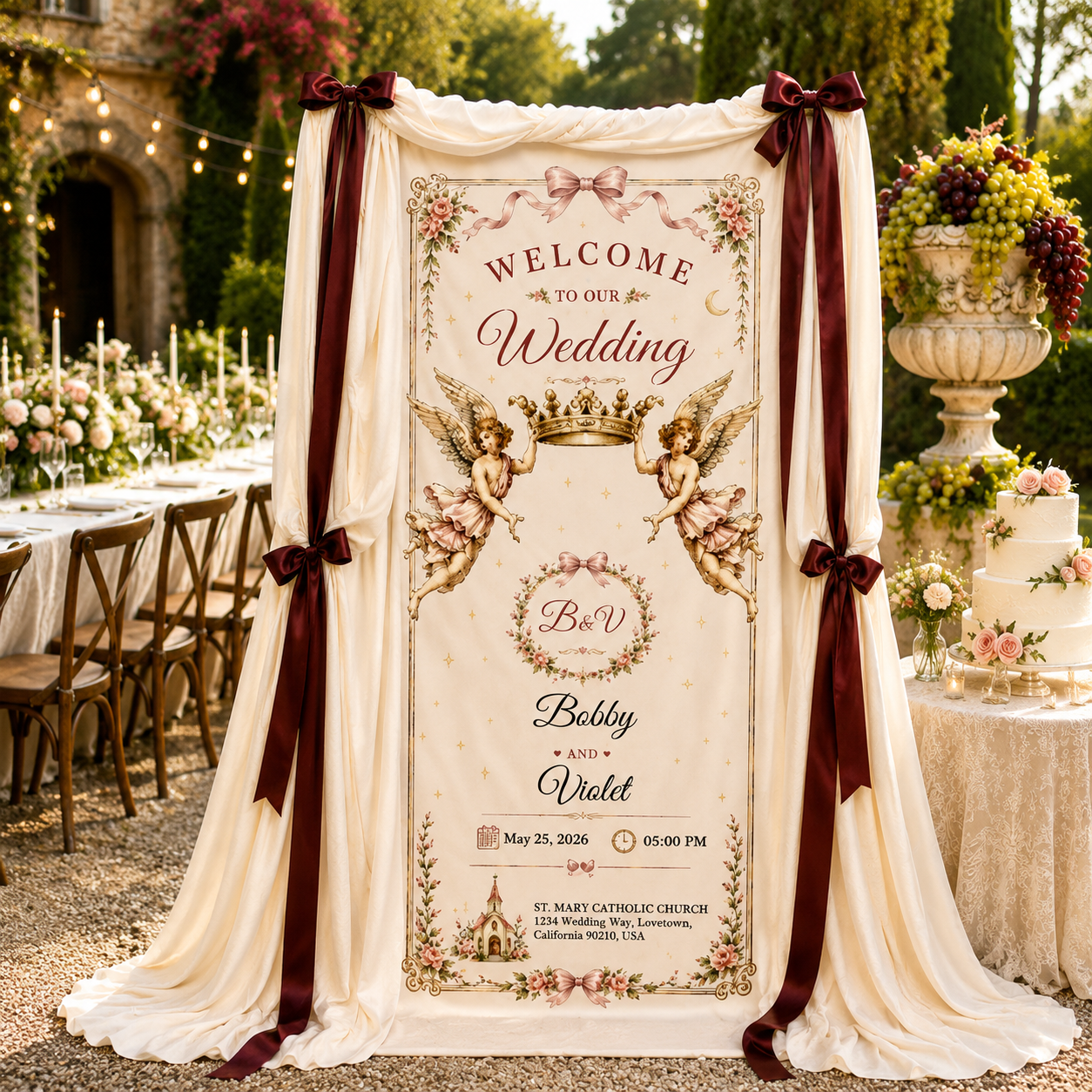 Personalized Royal Crown Wedding Banner
