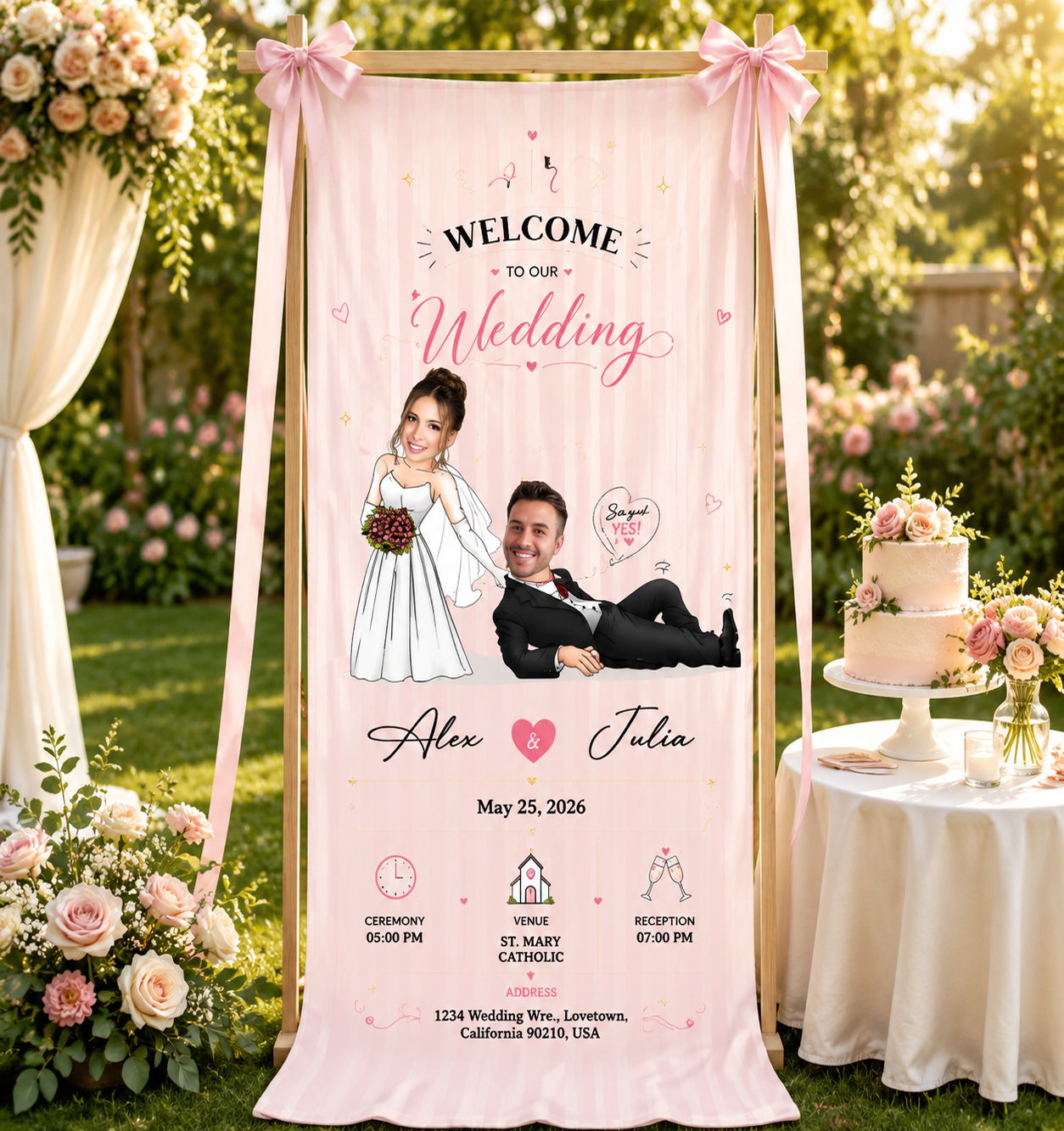 Personalized Wedding Whimsical Yes Banner