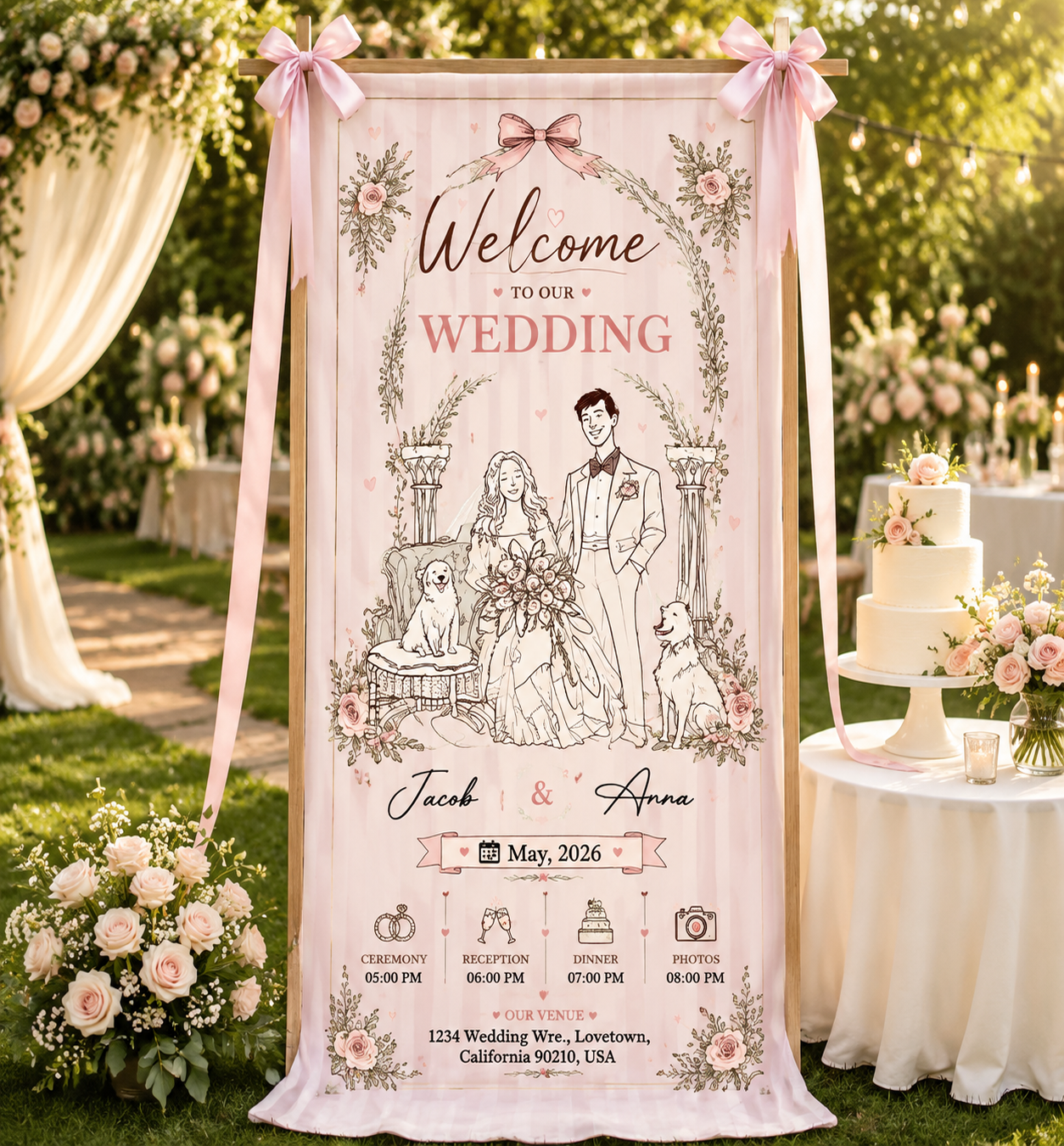 Personalized Wedding Artistic Sketch Banner