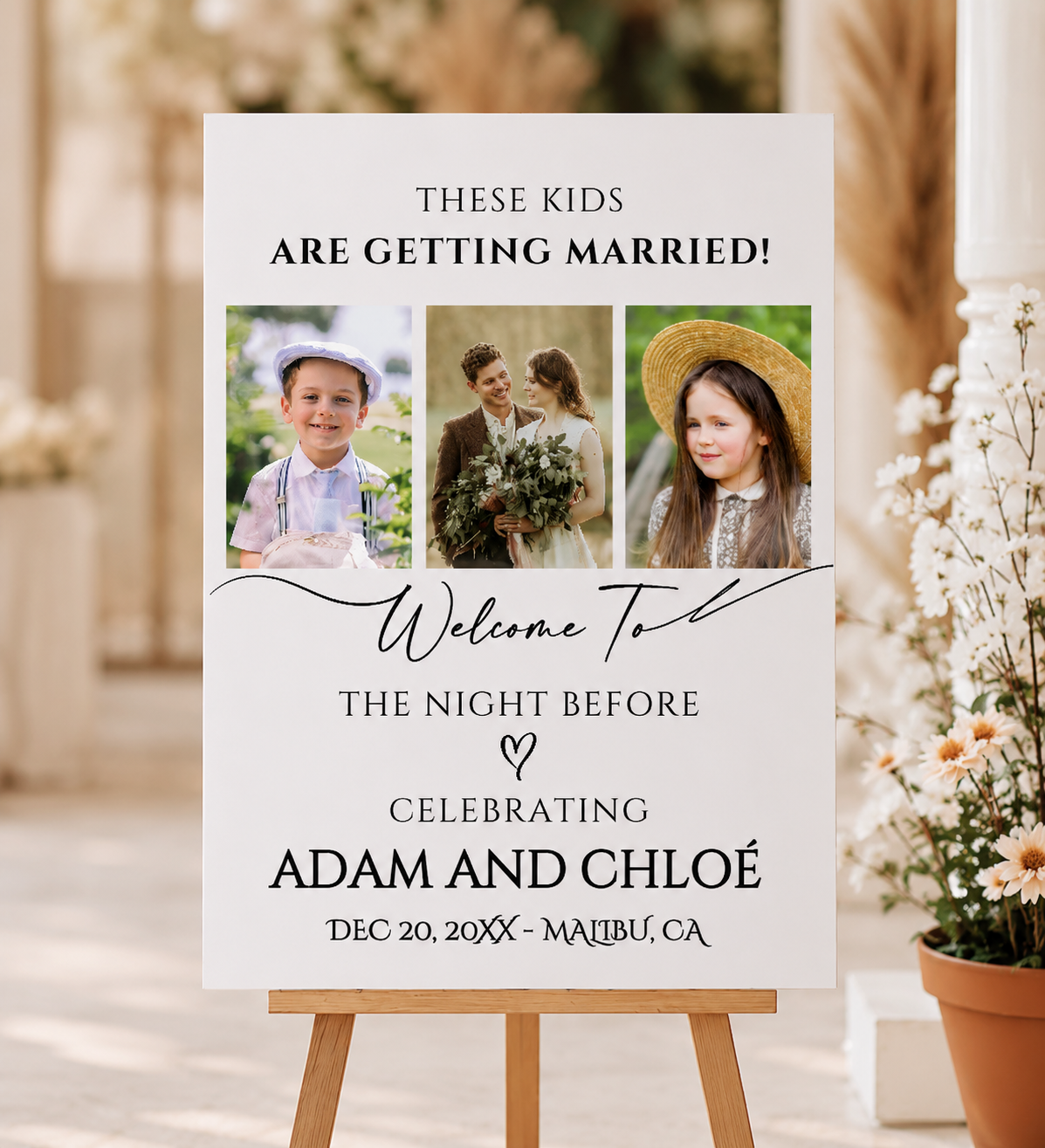 These Kids Are Getting Married Poster, The Night Before Welcome Sign, Custom Rehearsal Dinner Sign With Photos, Then And Now Wedding Board
