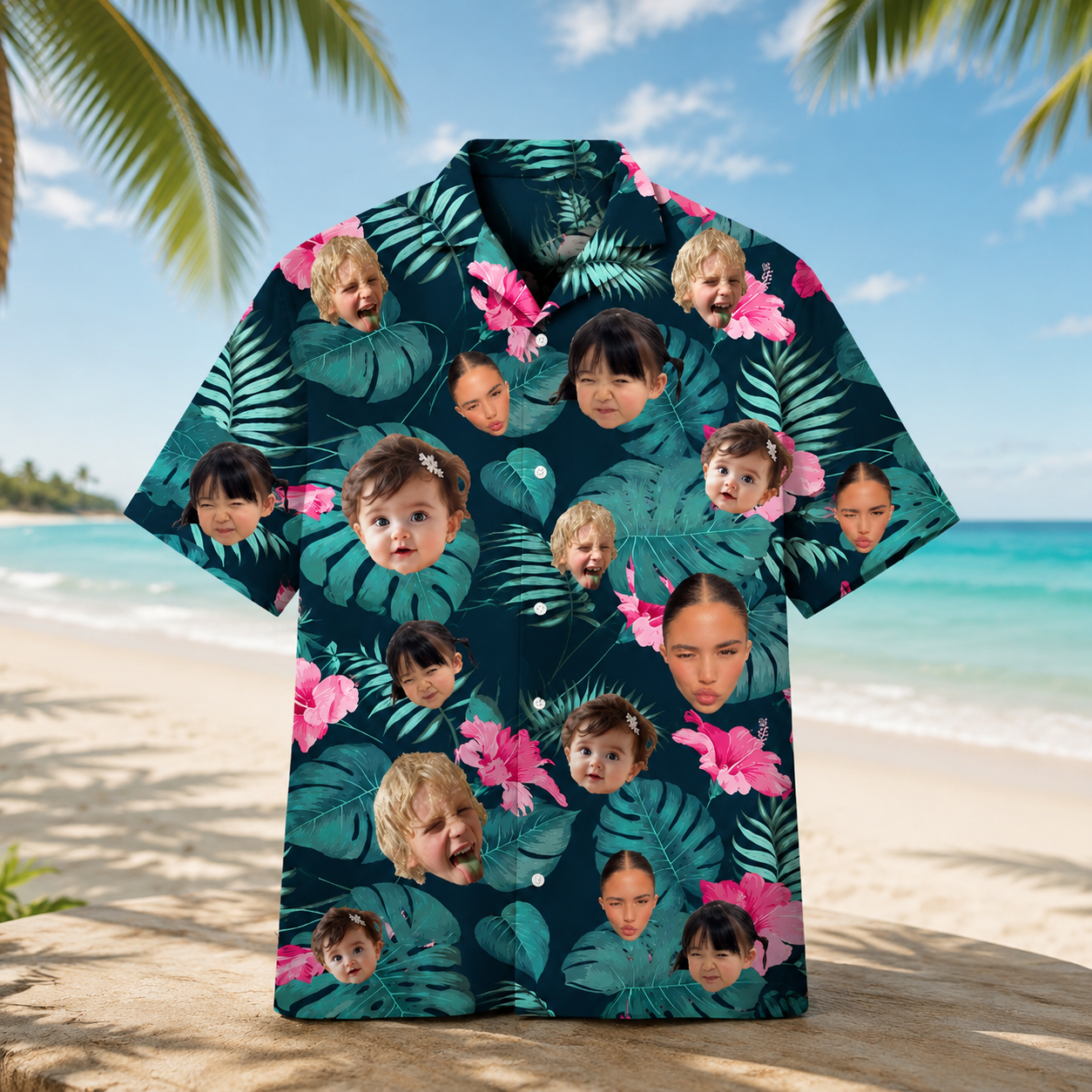 Personalized Face Hawaiian Shirt, Custom Portrait Aloha Shirt, Funny Vacation Shirt, Tropical Holiday Button Up, Custom Photo Beach Shirt