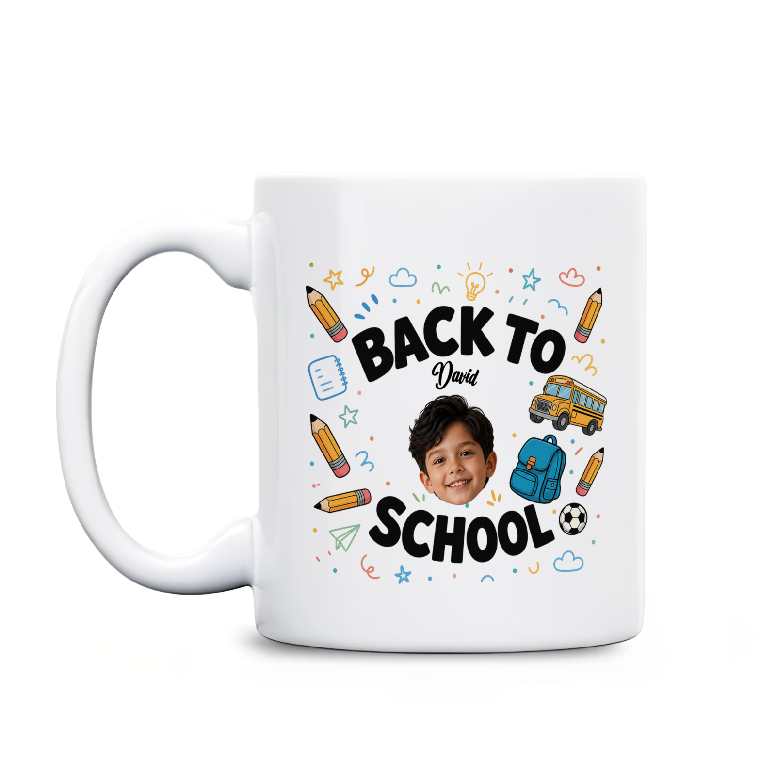 Personalized Back To School Kids Photo Mug – Custom Name & Face Coffee Mug For Boys And Girls, First Day Of School Gift