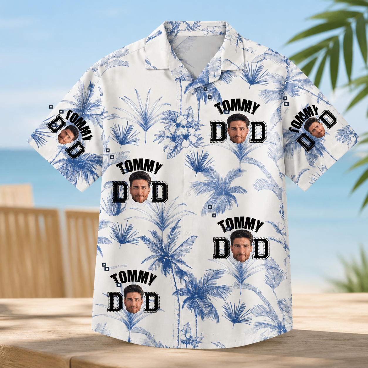 Personalized Hawaiian Shirt With Face And Name, Funny Dad Button Up Shirt, Beach Vacation Shirt