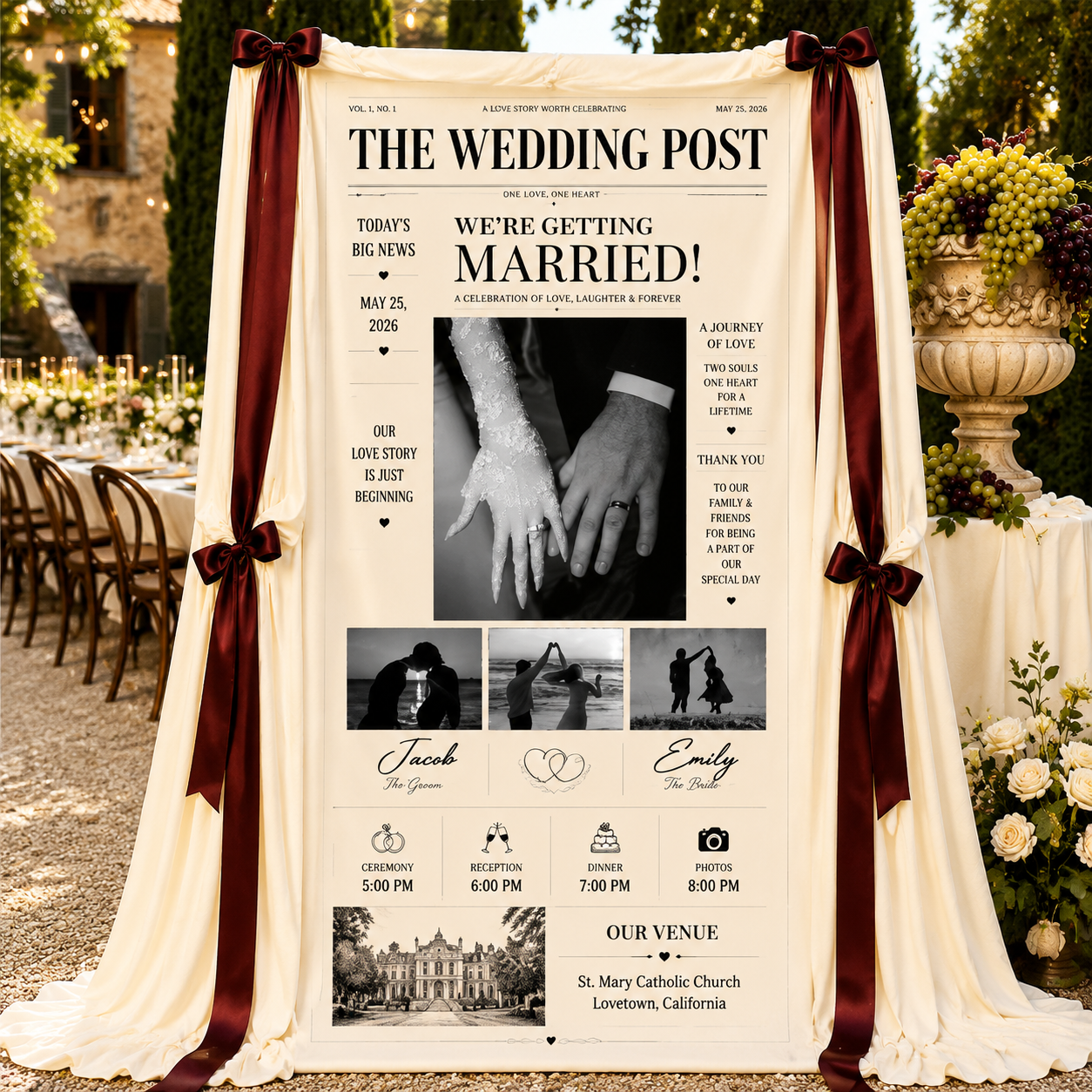 Personalized Wedding Post Newspaper Banner