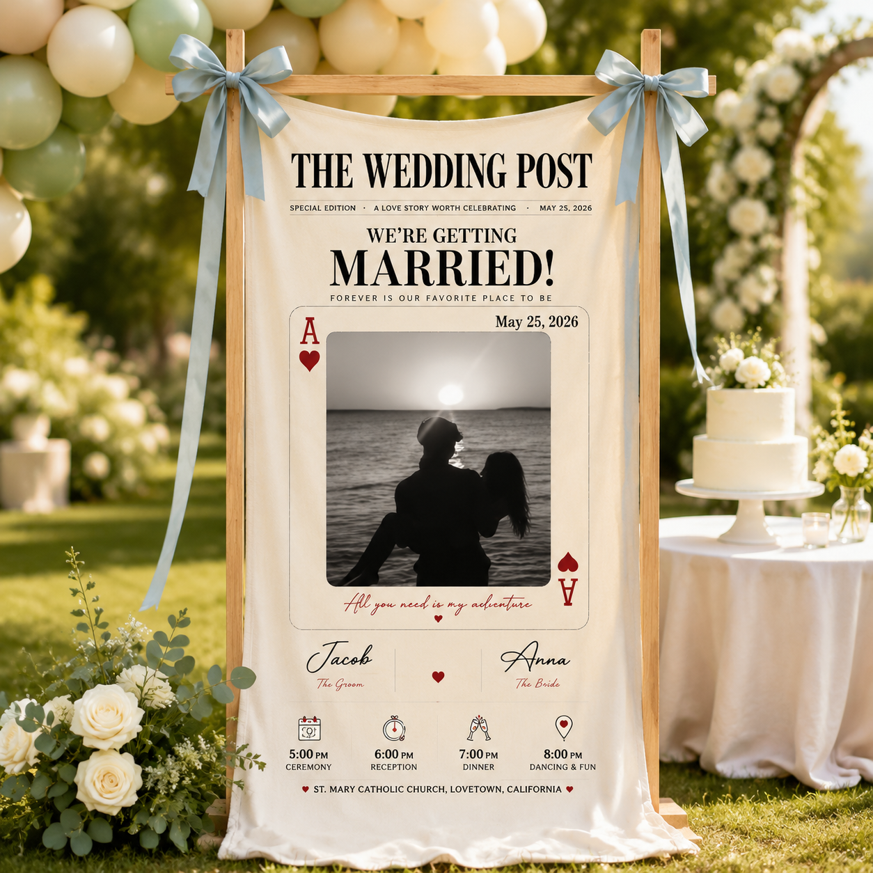 Personalized Wedding "Ace Of Hearts" Banner