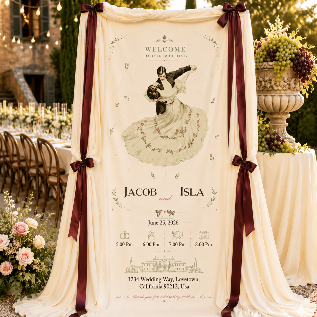 Personalized Wedding Vintage Waltz Banner