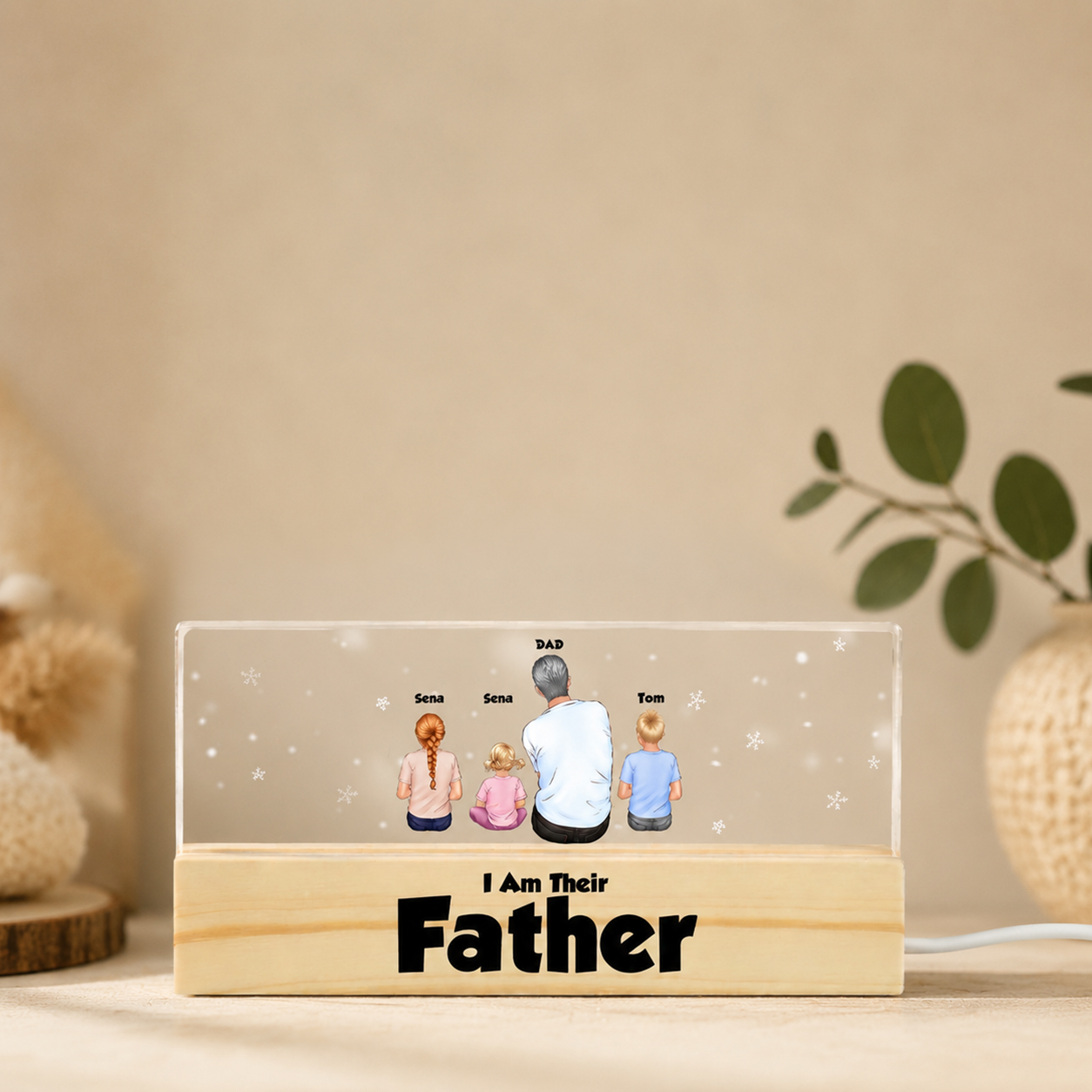 Custom Dad Acrylic Night Light – Personalized Father & Kids Light Lamp, Custom Names Family Gift For Dad, Father'S Birthday Gift, Christmas Gift From Children