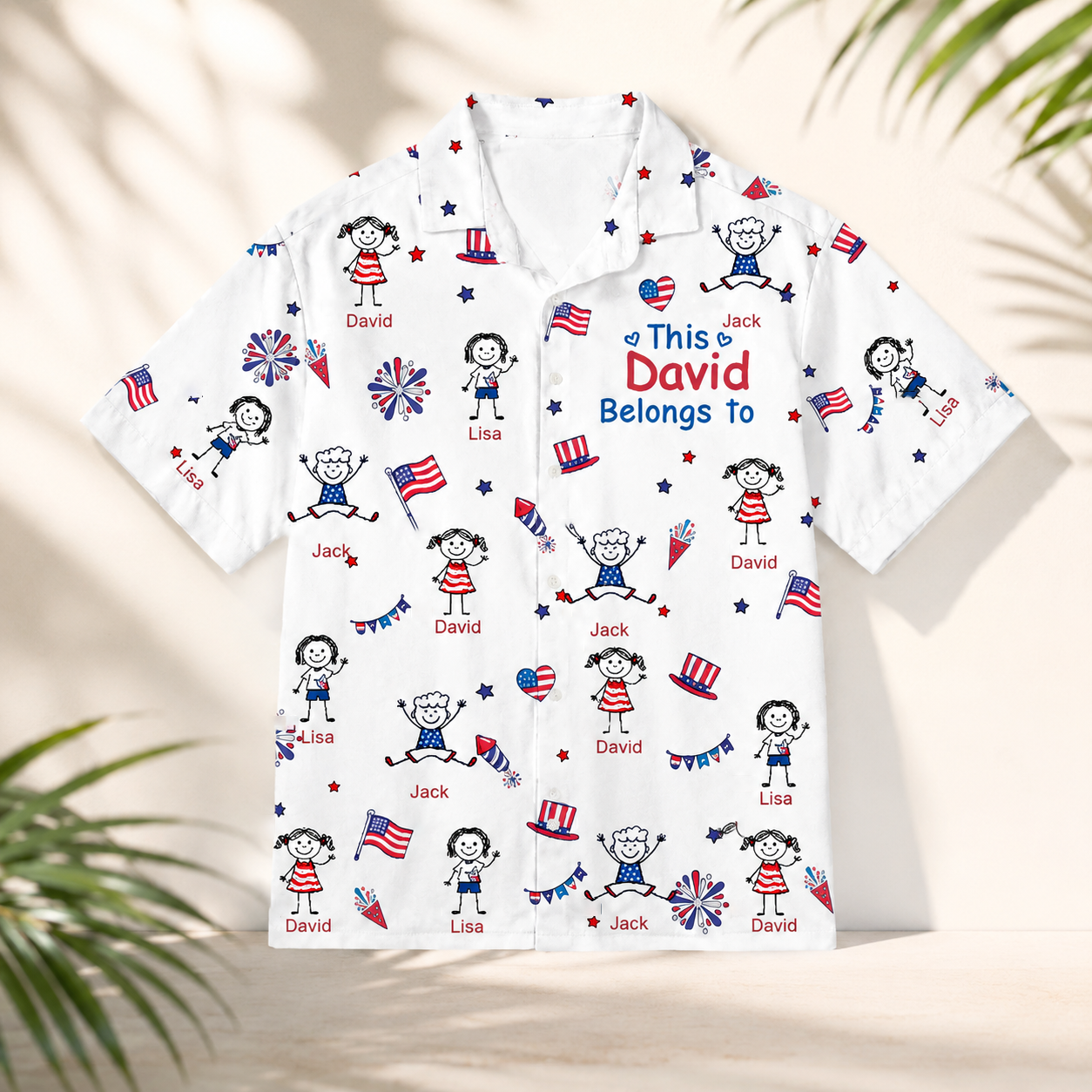 Family Matching Hawaiian Shirt, Personalized Dad Name, Custom Kids' Names